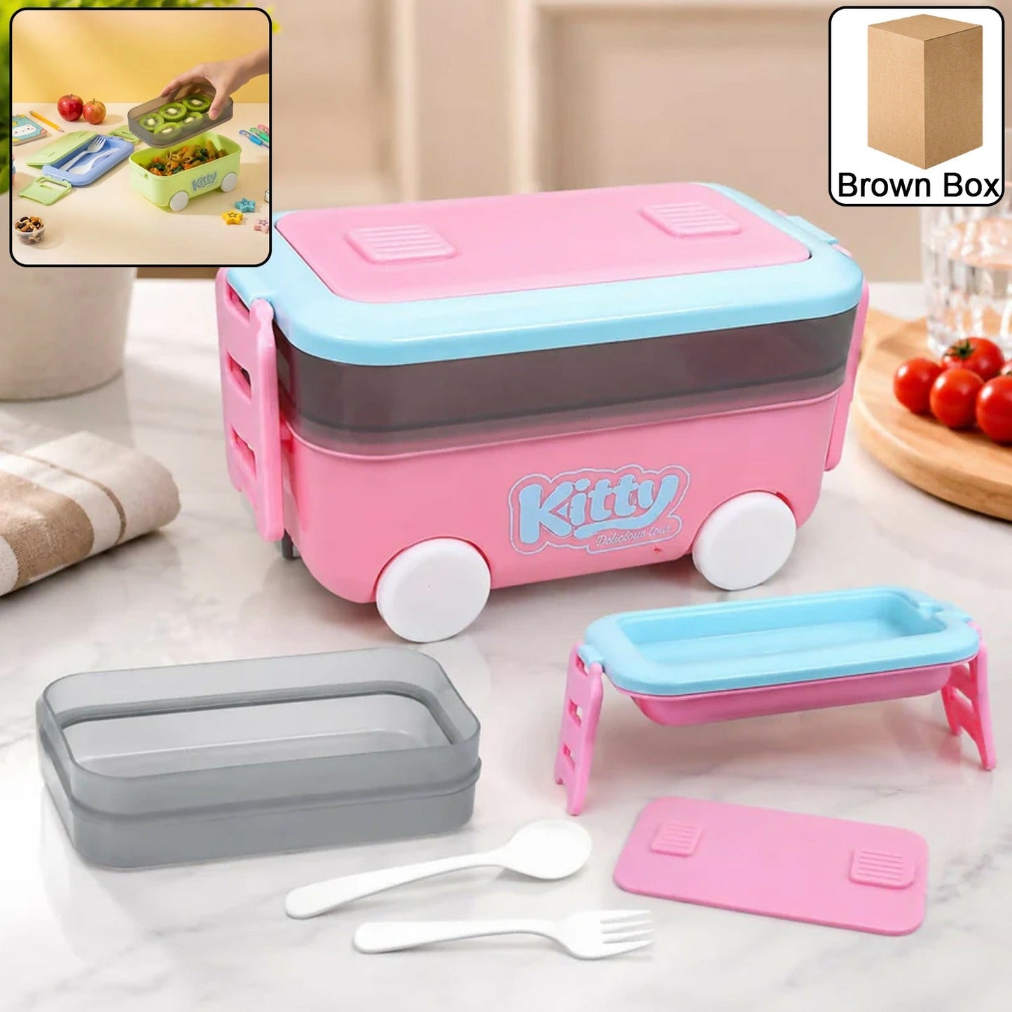 Kids Car Shape Lunch Box with Wheels – Fun and Leakproof Design
