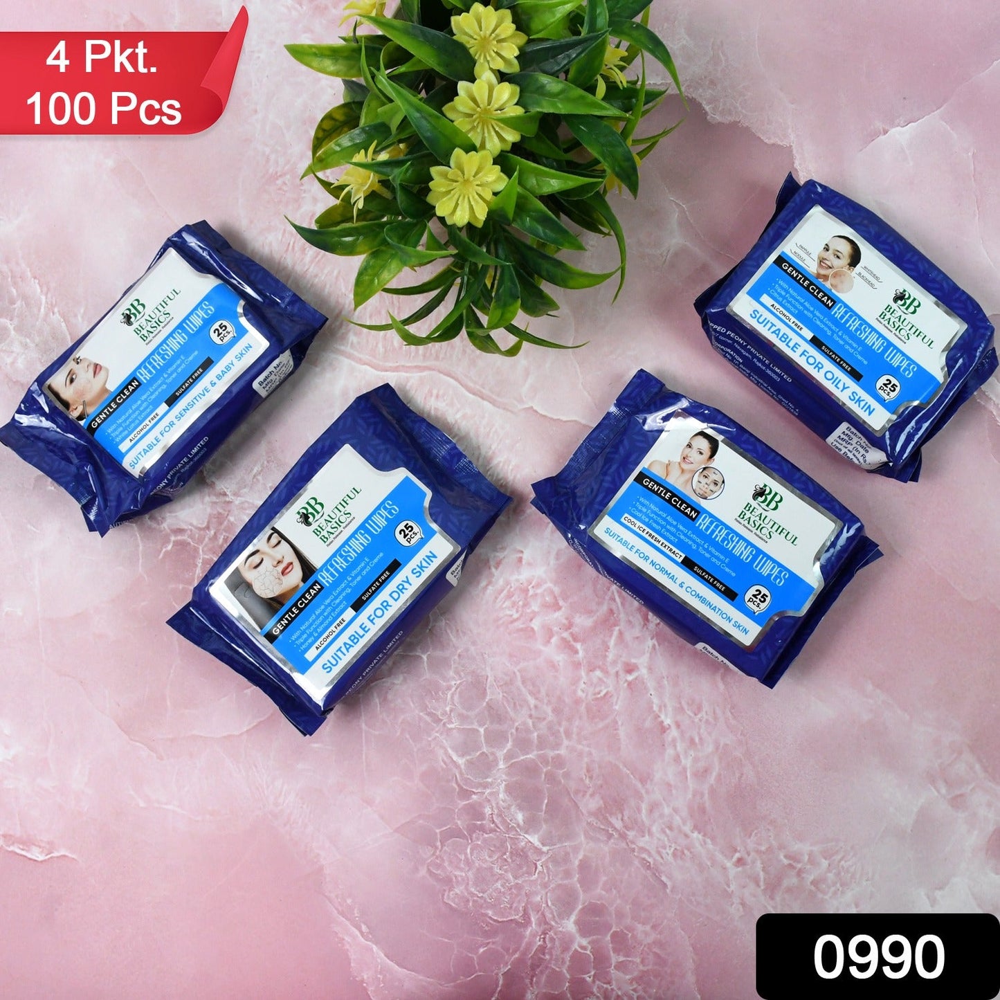 Gentle Face Wipes for All Skin Types – 4x25 Pcs | Beautiful Basics