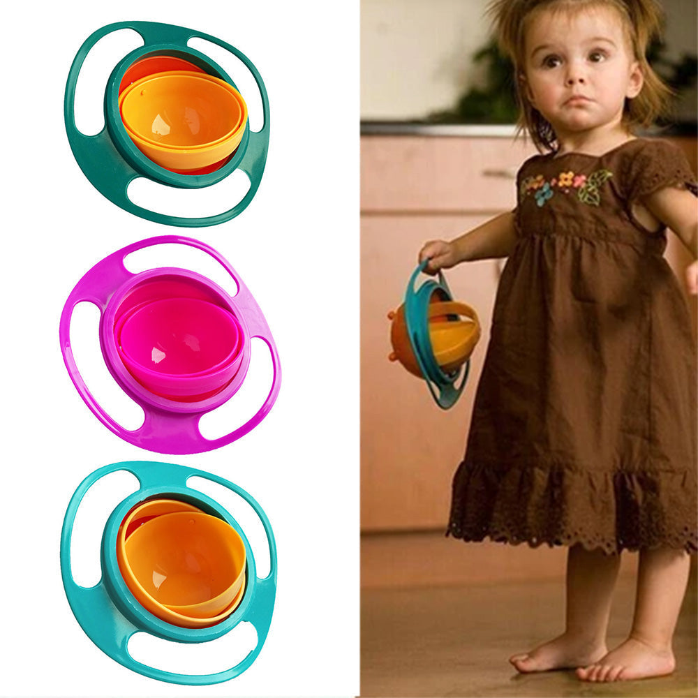 Spill-Proof Gyro Bowl – 360° Rotating Toddler Feeding Dish | Baby Ladle
