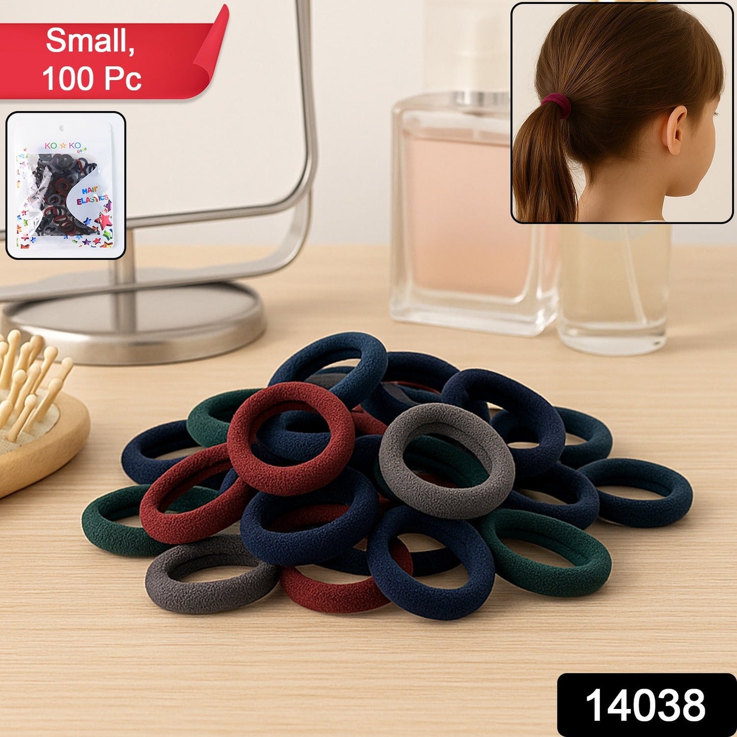 Small Hairbands – Multicolour Rubber Bands (Pack of 100) | Calm & Curl