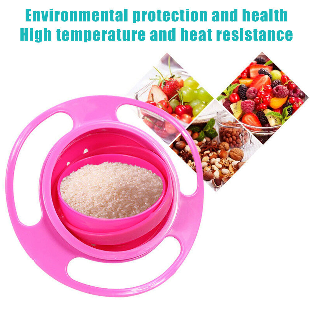 Spill-Proof Gyro Bowl – 360° Rotating Toddler Feeding Dish | Baby Ladle