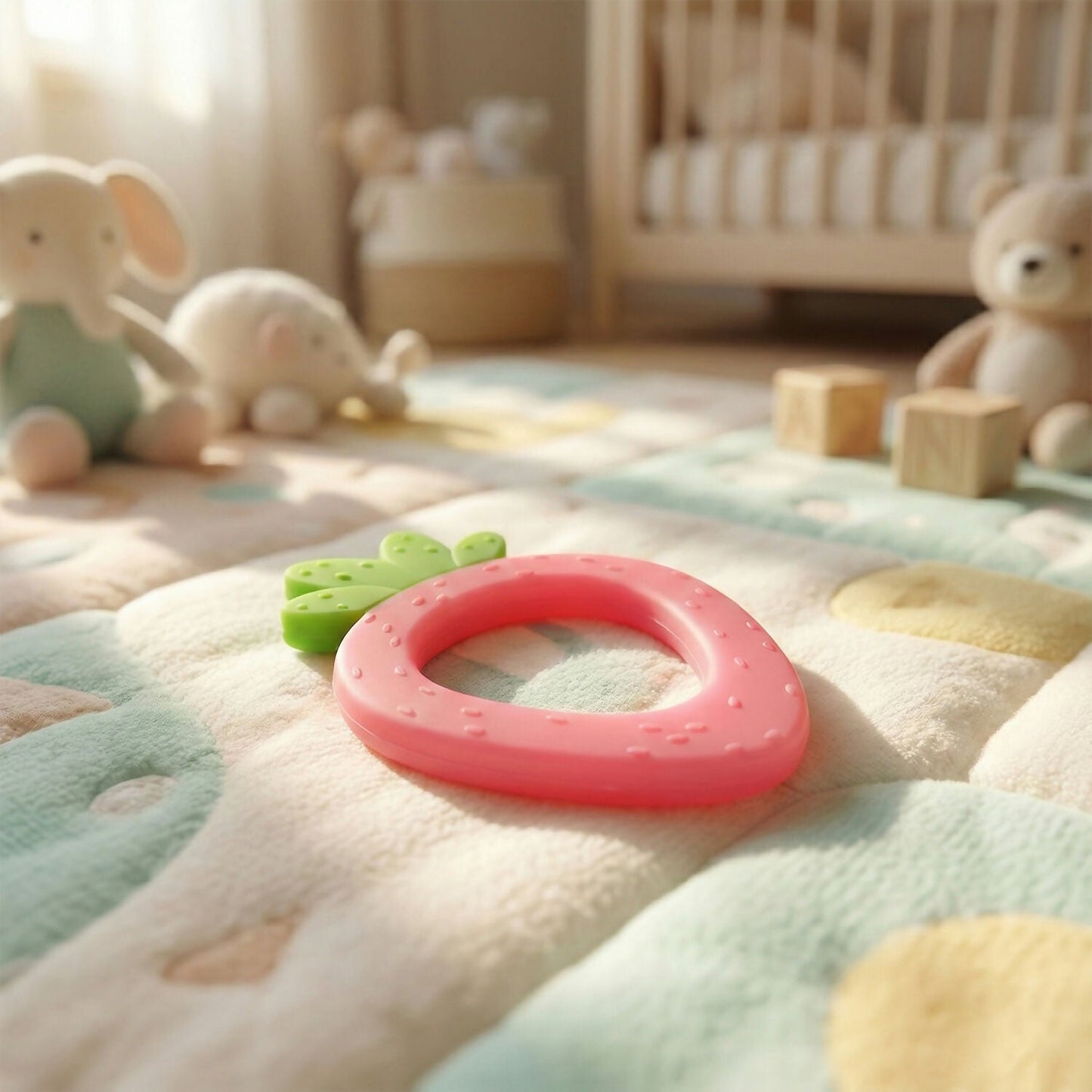 Silicone Baby Teether – Strawberry Shape for Soothing Relief