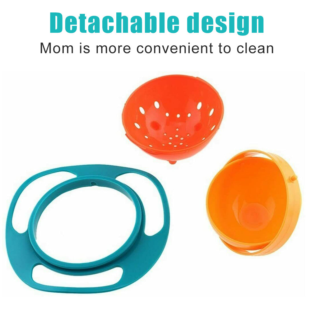 Spill-Proof Gyro Bowl – 360° Rotating Toddler Feeding Dish | Baby Ladle
