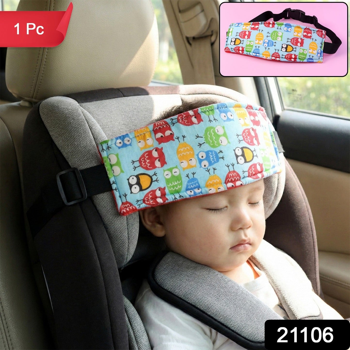 Baby Car Seat Head Support Strap – Adjustable Padded Comfort