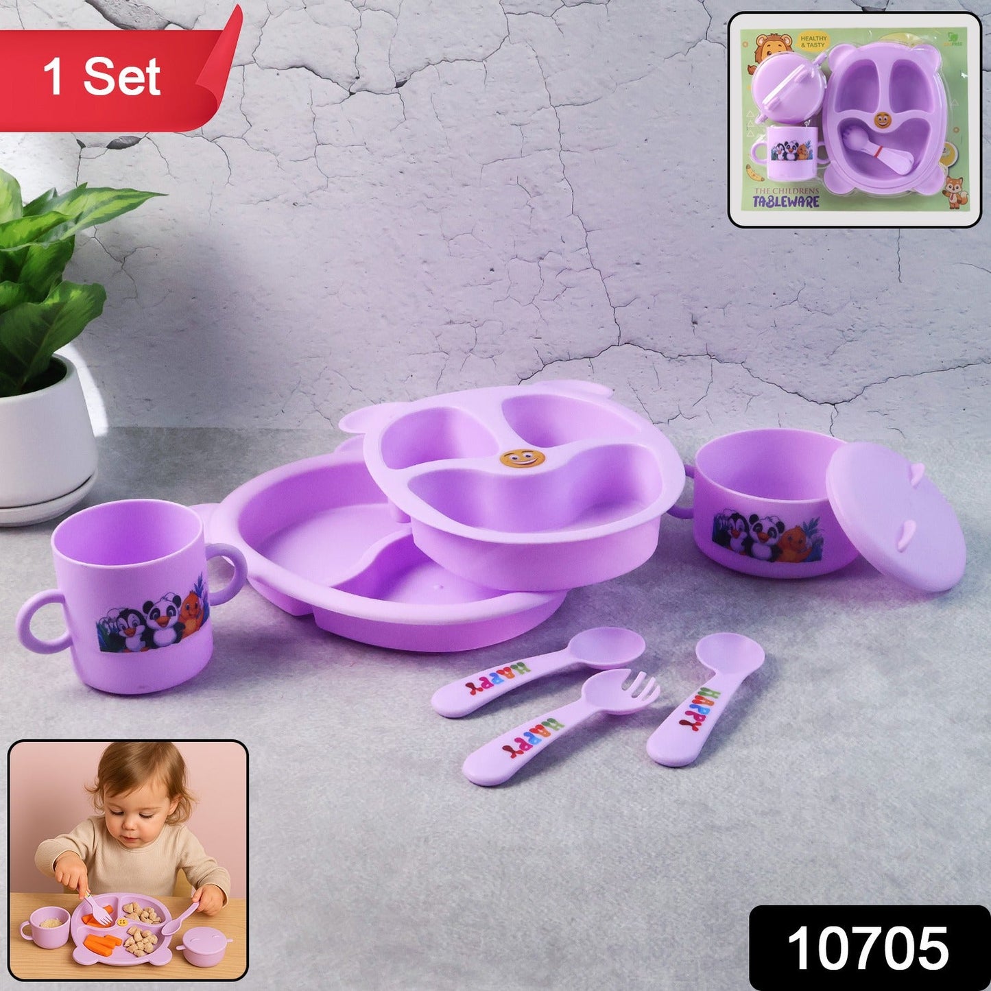 Children’s Tableware Dining Set – Durable Panda Print Meal Kit