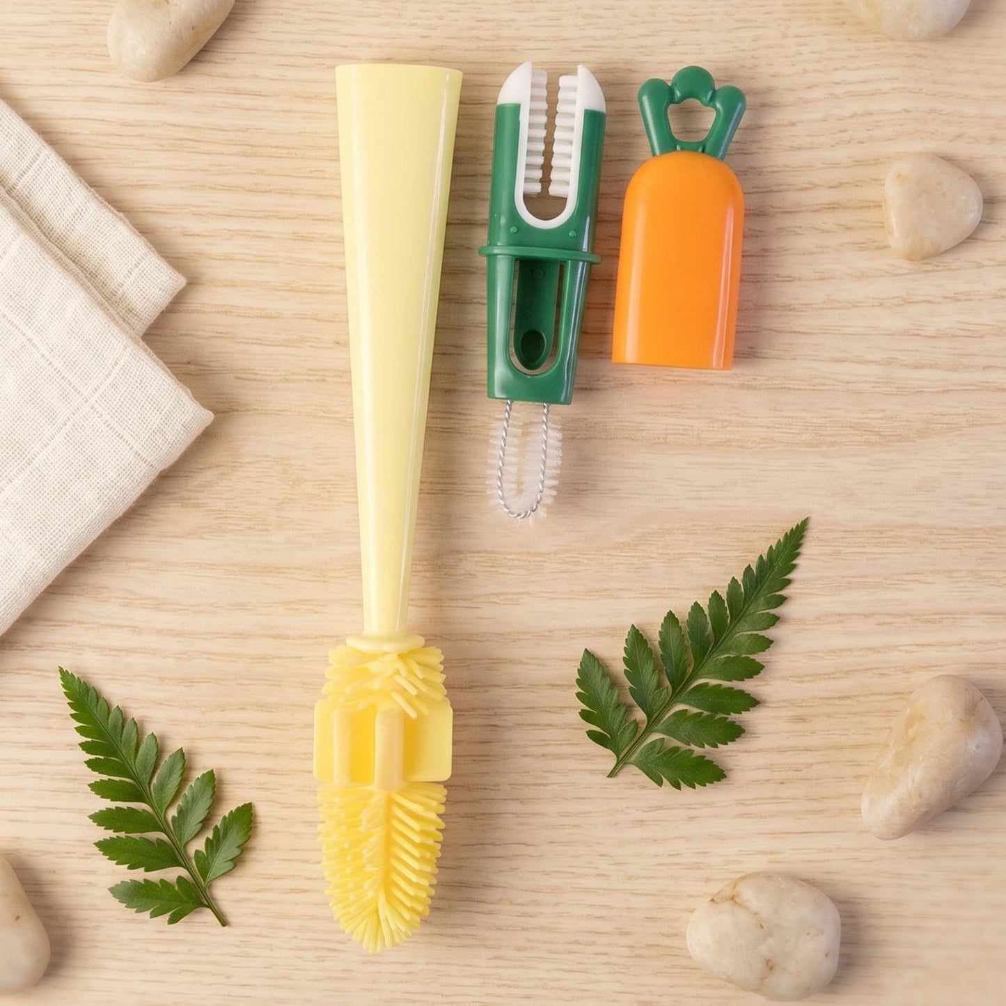 3 in 1 Bottle Cleaning Brush – Gentle & Reusable with Silicone Head