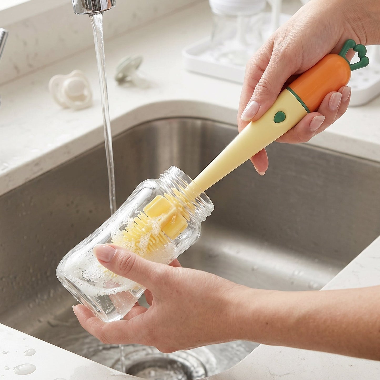 3 in 1 Bottle Cleaning Brush – Gentle & Reusable with Silicone Head