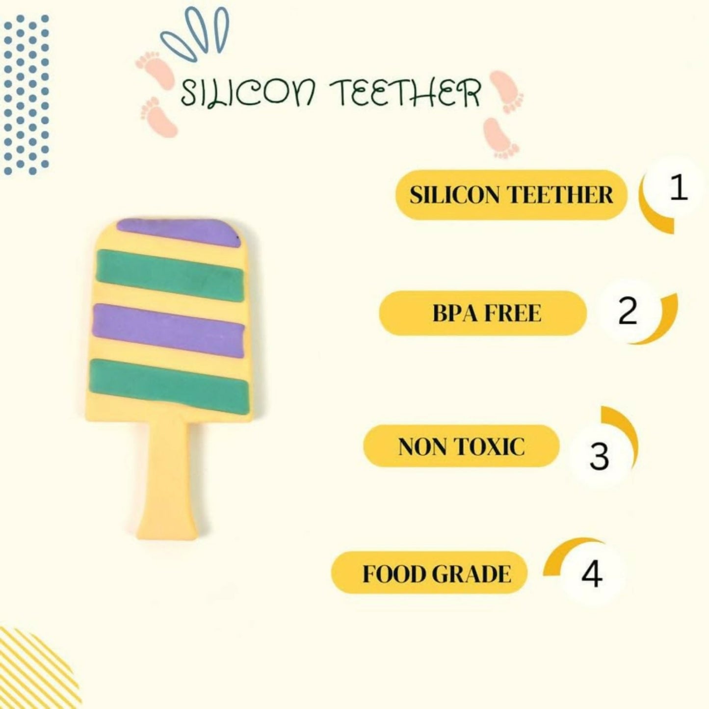 Silicone Baby Teether – Gentle Candy Shape for Gum Relief