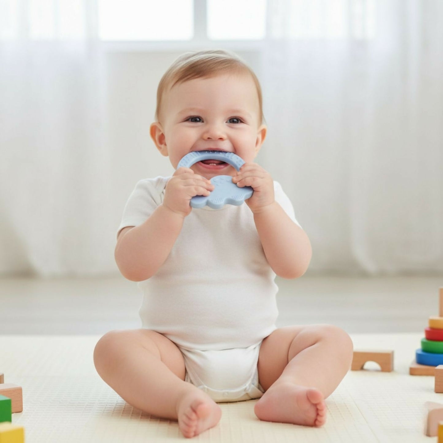 Rhino Shaped Baby Teether – Soothing Silicone Grip Toy