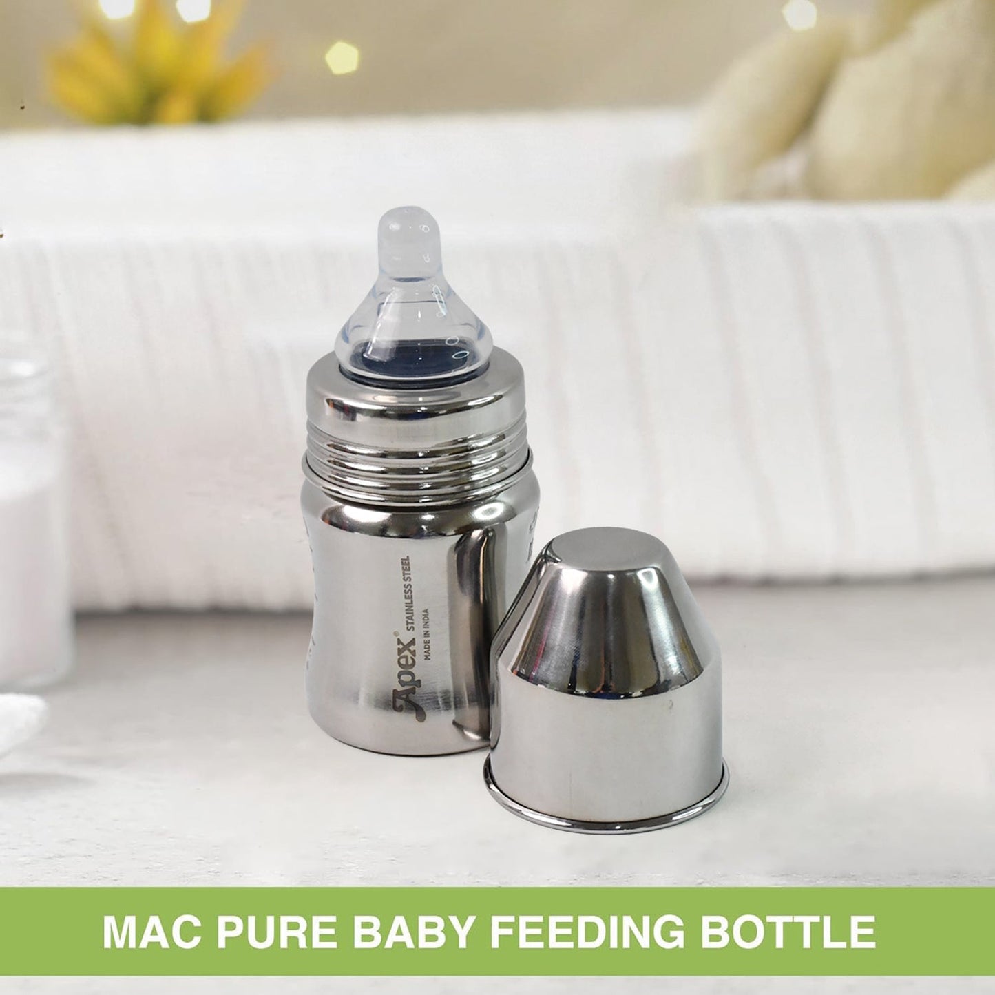 Stainless Steel Baby Feeding Bottle – Safe & Leak-Proof 125 ML