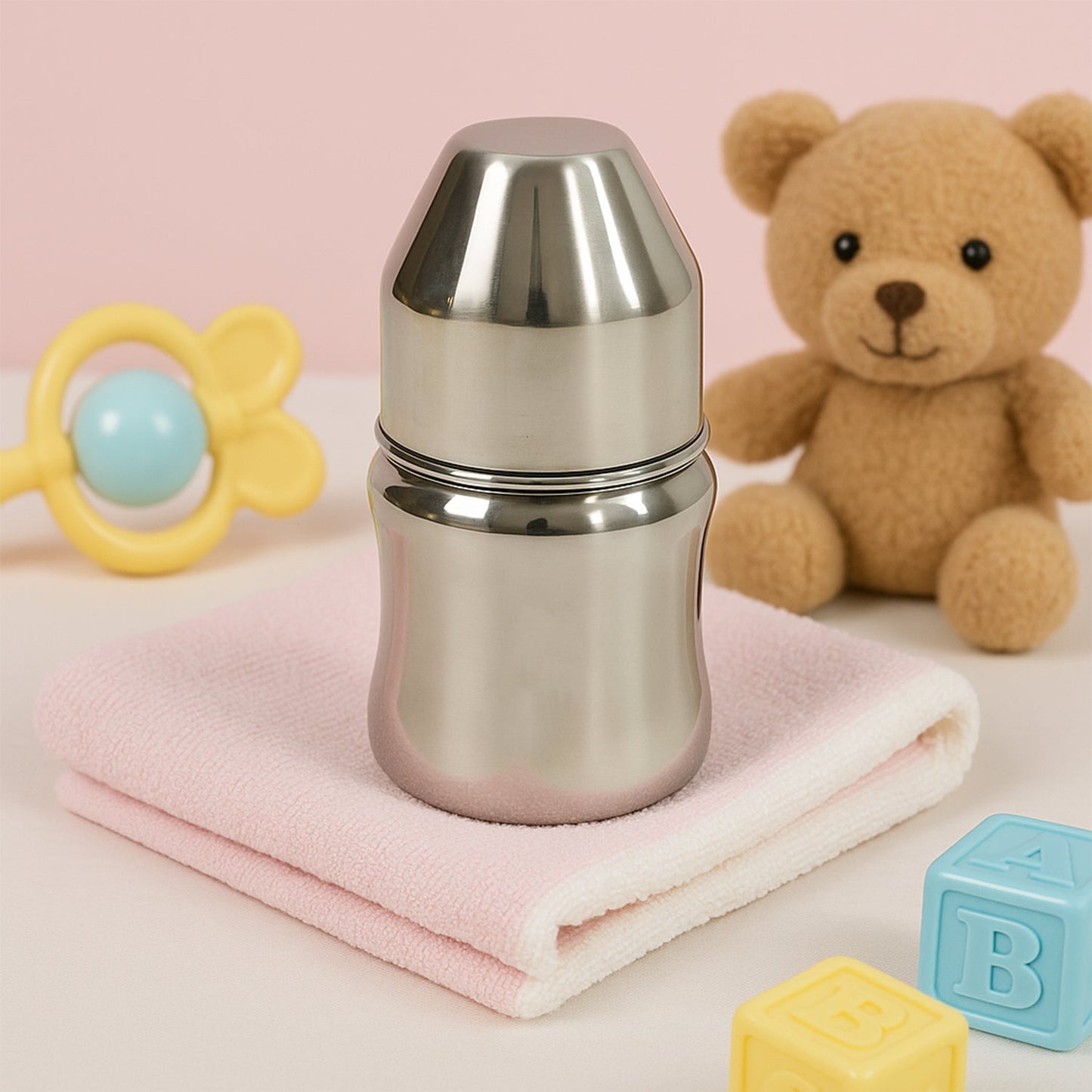Stainless Steel Baby Feeding Bottle – Safe & Leak-Proof 125 ML