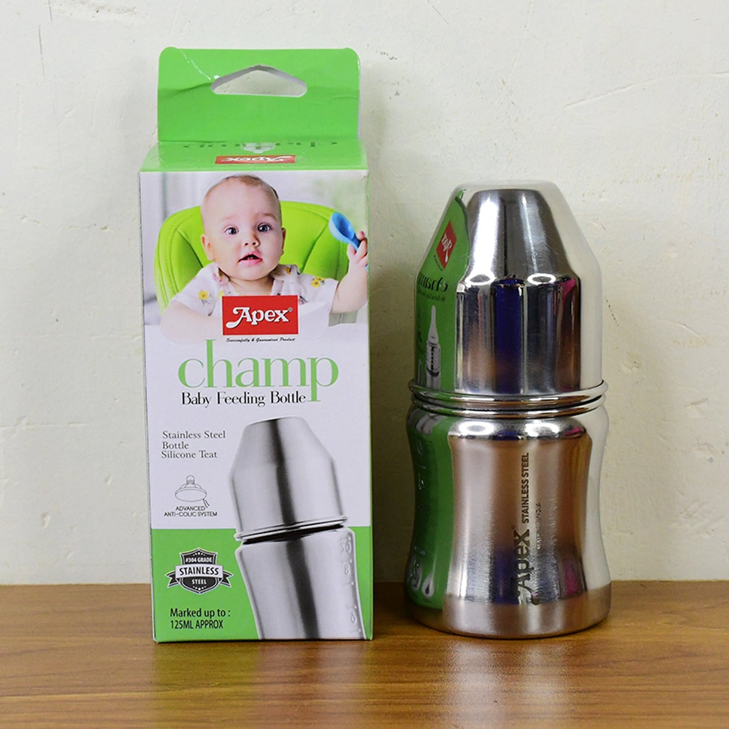 Stainless Steel Baby Feeding Bottle – Safe & Leak-Proof 125 ML