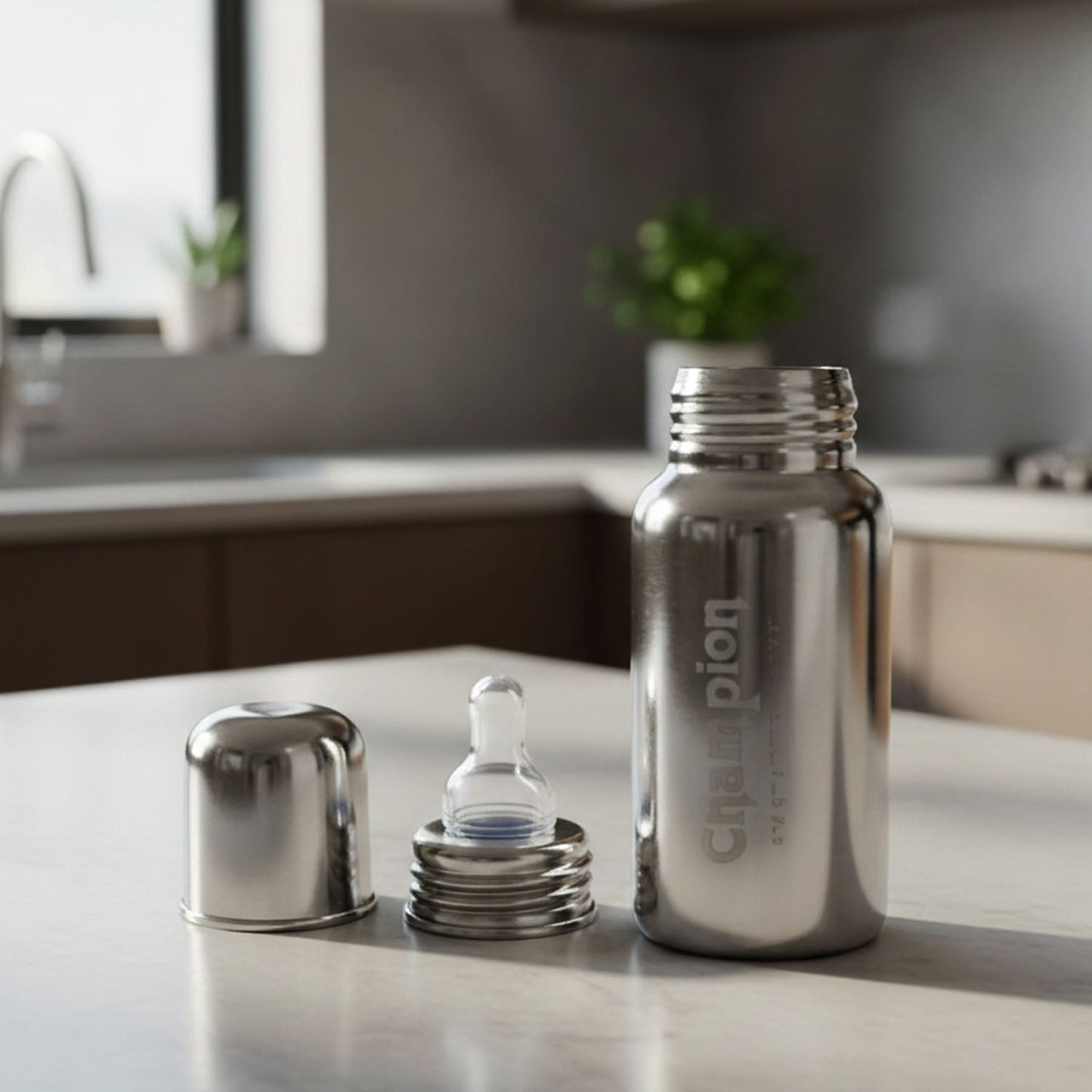 Stainless Steel Baby Feeding Bottle 200ml – Leakproof & Durable
