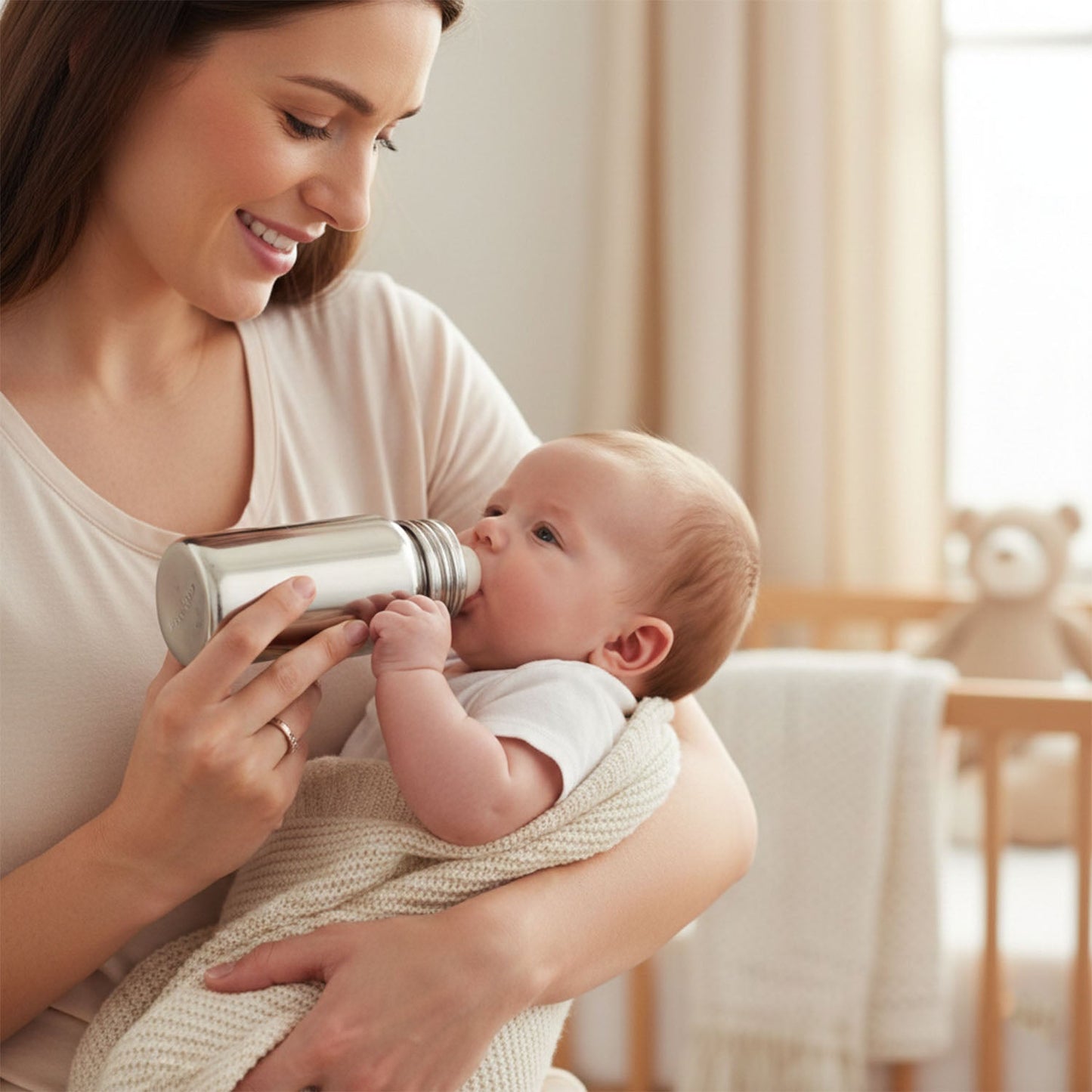 Stainless Steel Baby Feeding Bottle 200ml – Leakproof & Durable