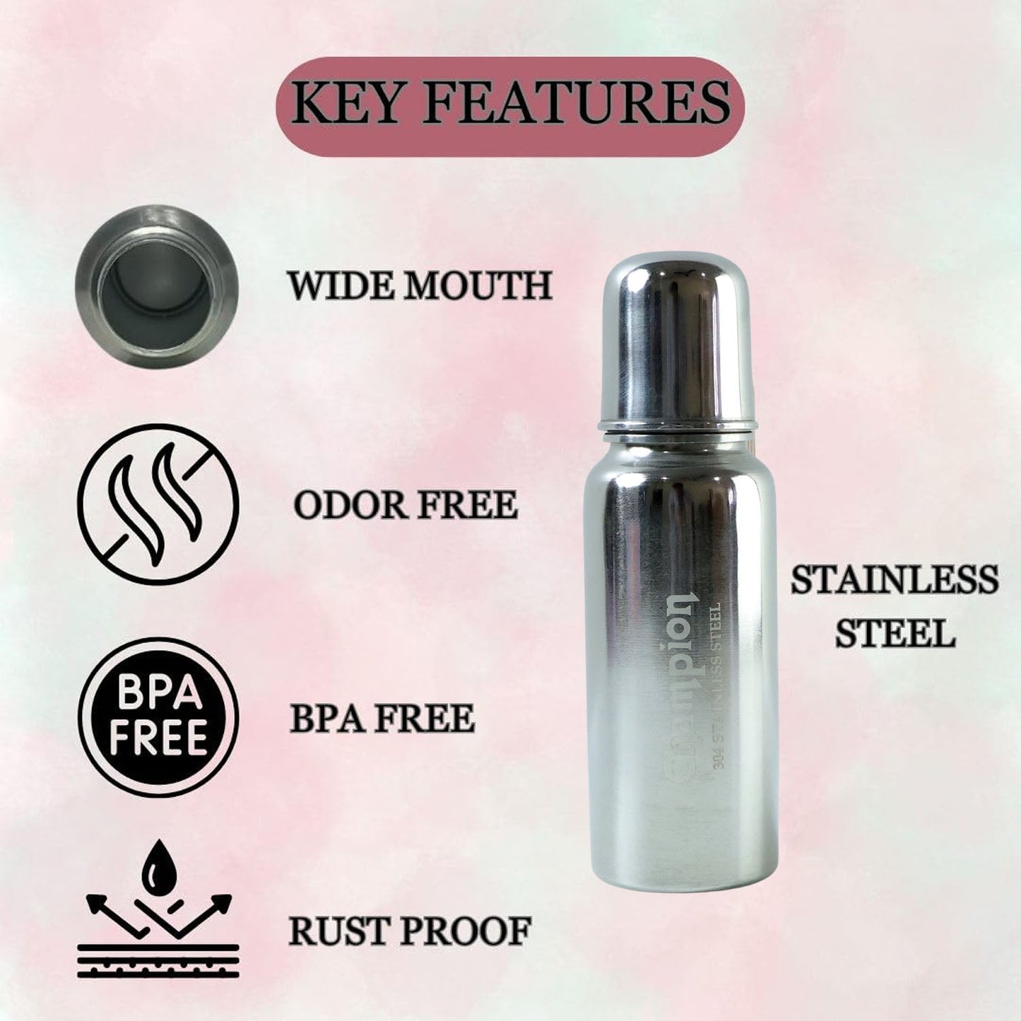 Stainless Steel Baby Feeding Bottle 200ml – Leakproof & Durable
