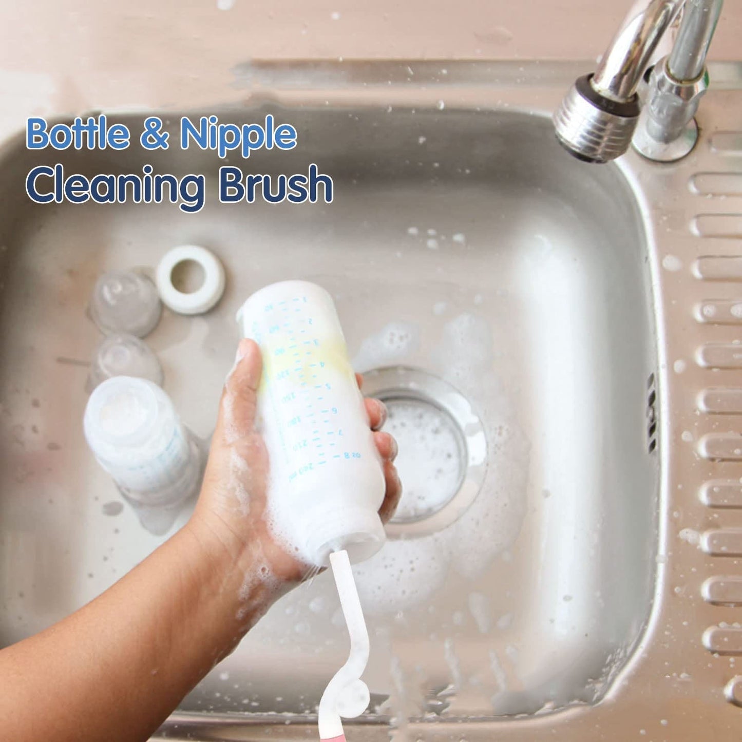 Bottle Cleaning Brush – 360° Rotary Handle for Thorough Cleaning