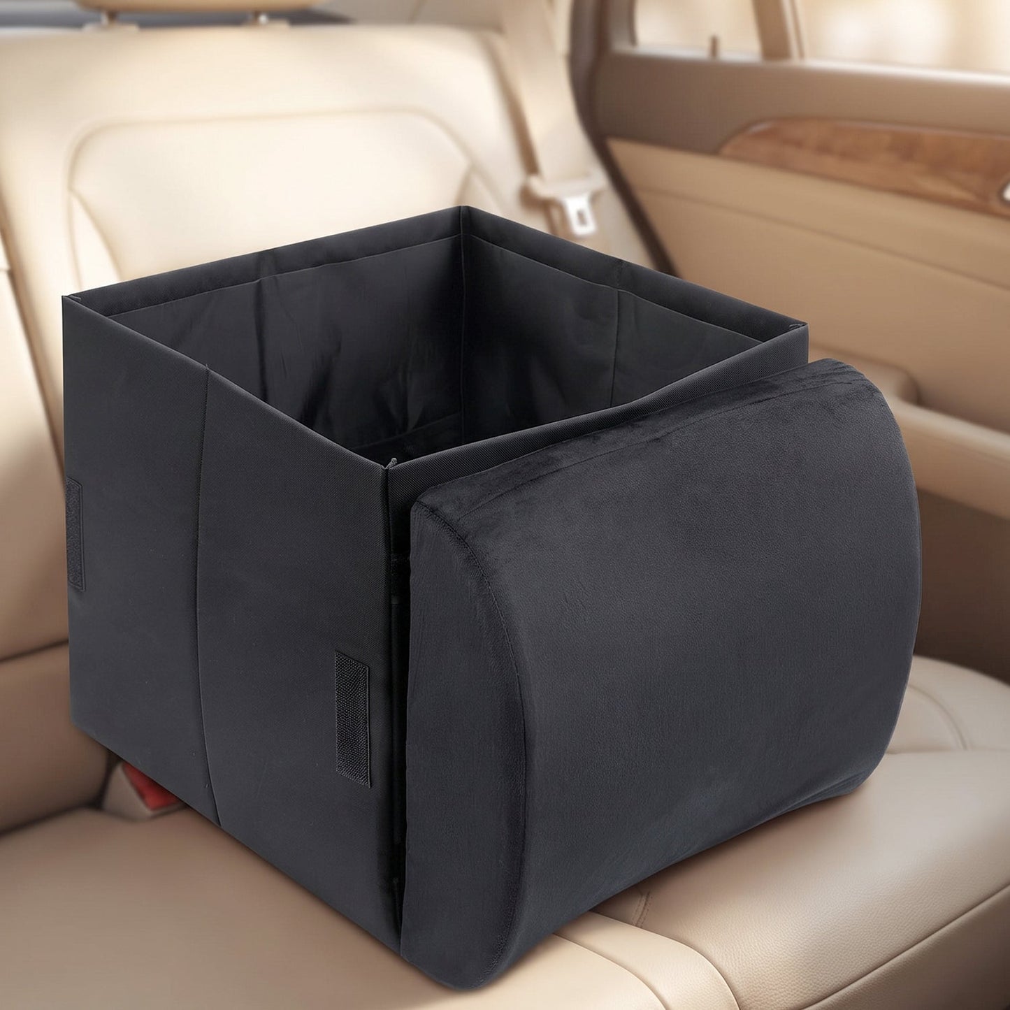 Foldable Car Organizer Box, Front Seat Storage with Fold-Out Armrest Cushion (1 Pc)