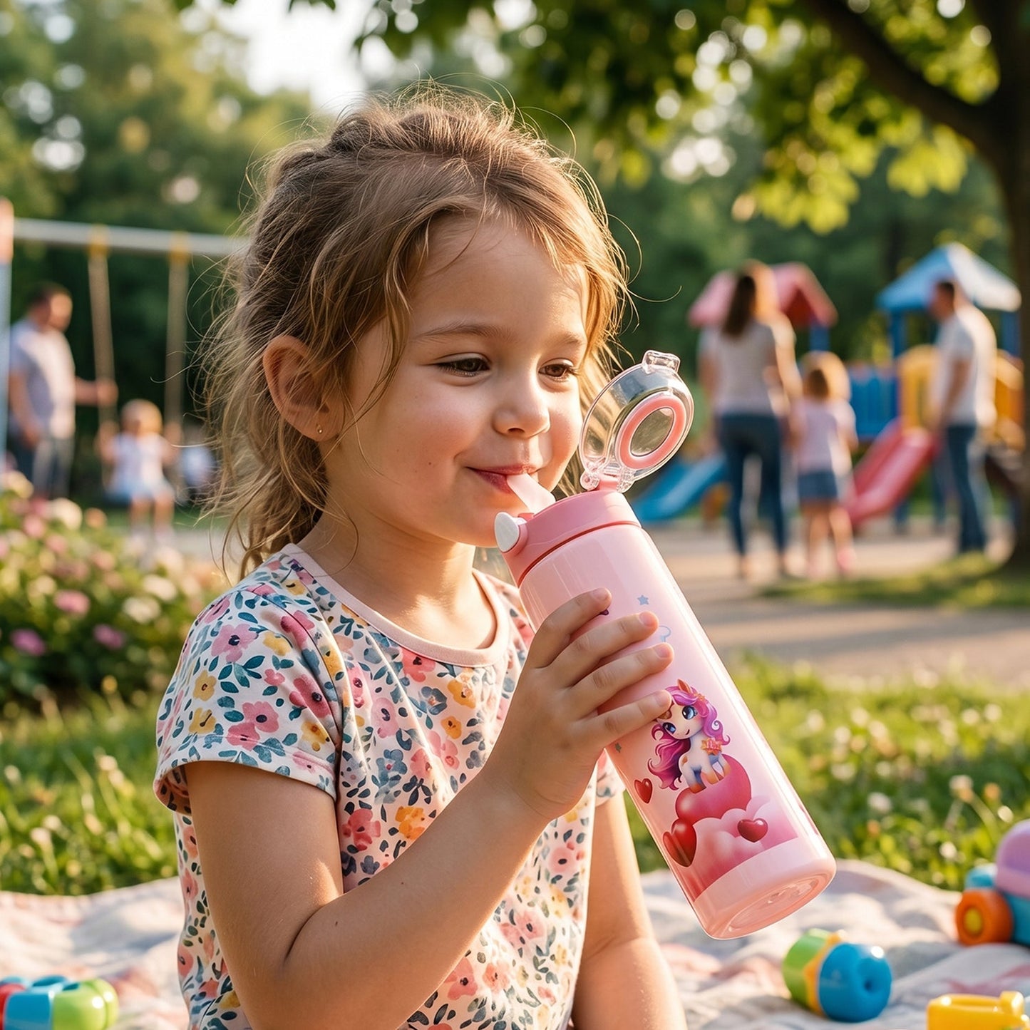Kids Water Bottle – Fun Design with Flip Straw Lid for Easy Drinking