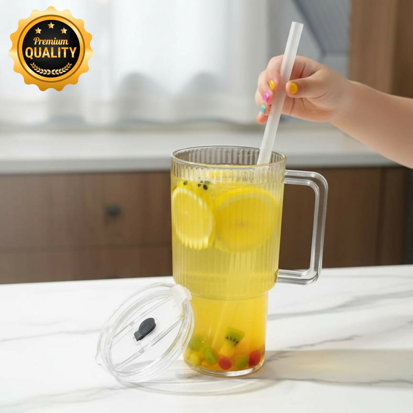 900 ML Glass Tumbler with Handle – Stylish & Durable Drinkware for Everyday Use