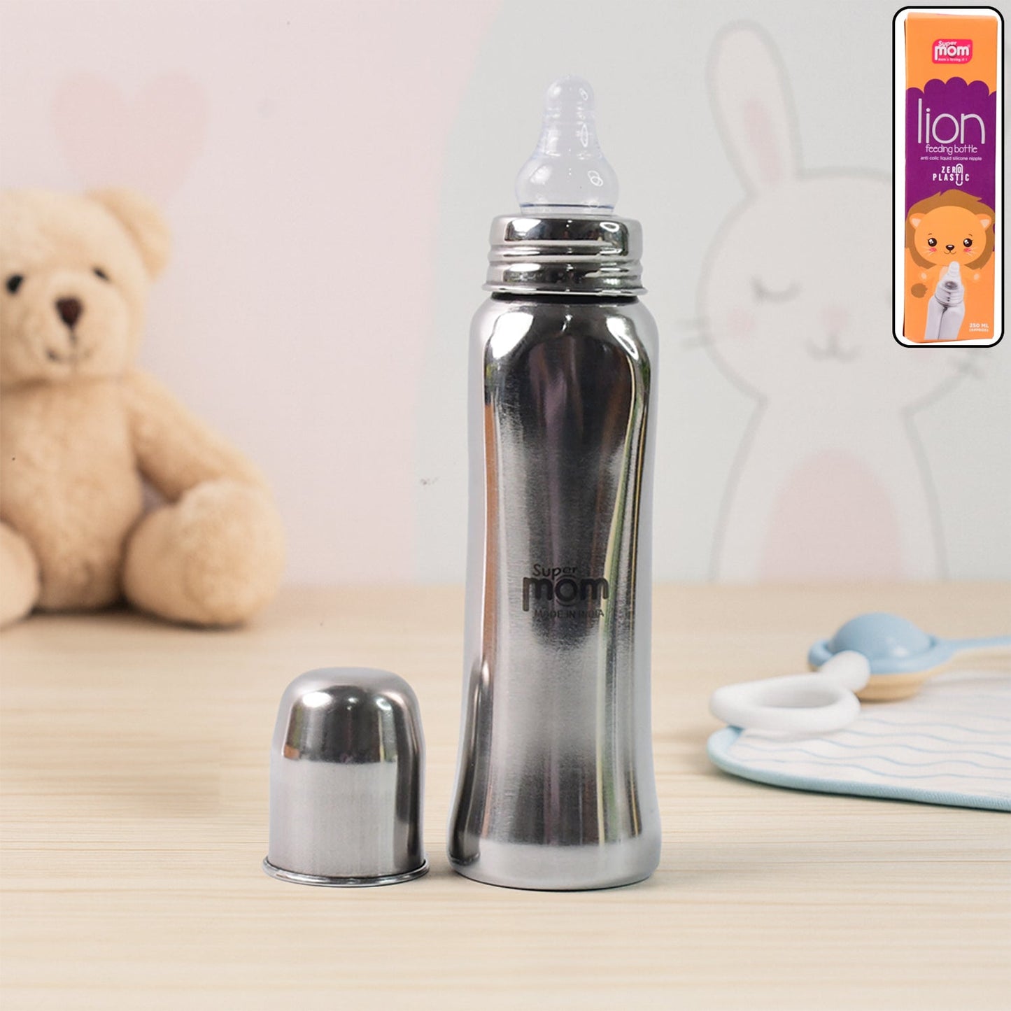 Anti-Colic Stainless Steel Feeding Bottle – 250ml Safe Comfort