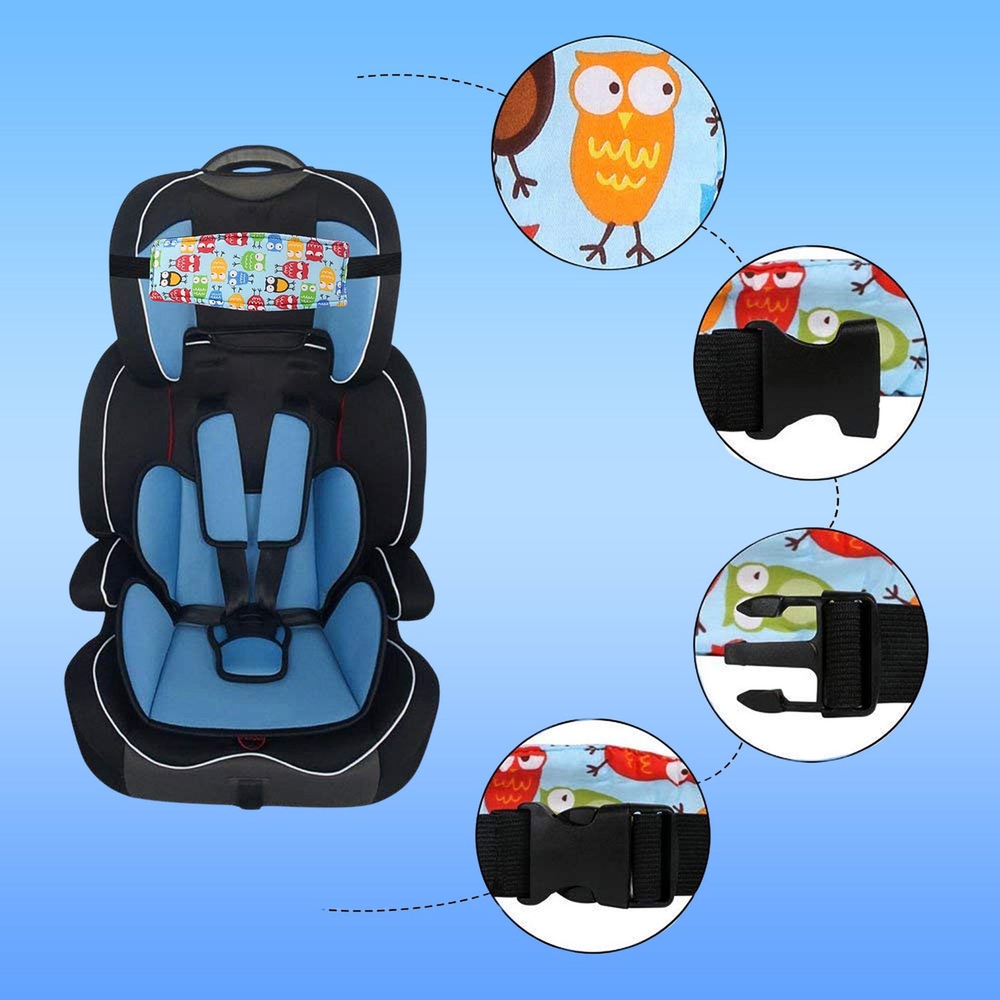 Baby Car Seat Head Support Strap – Adjustable Padded Comfort