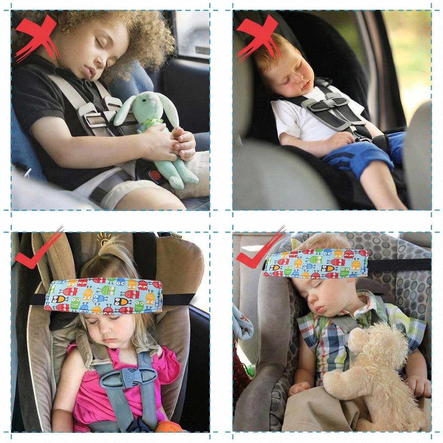 Baby Car Seat Head Support Strap – Adjustable Padded Comfort
