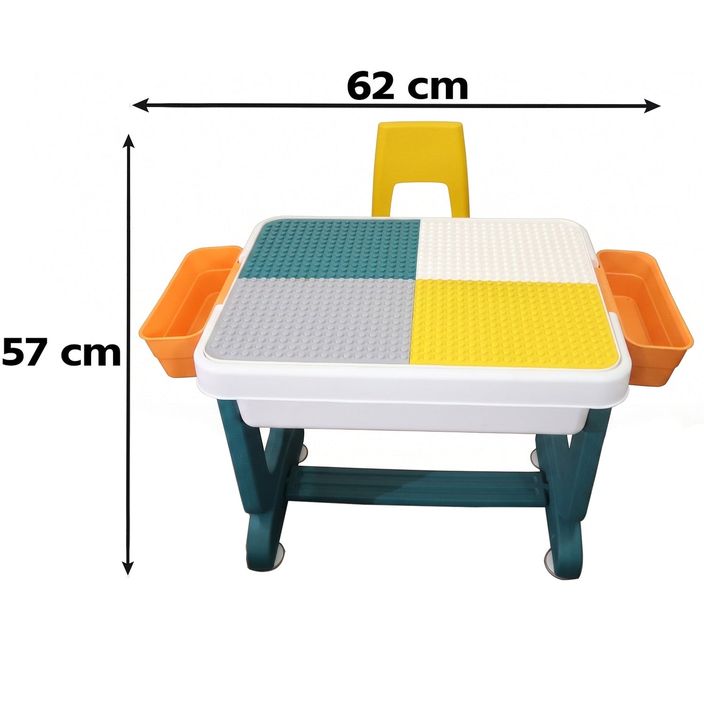 Kids Building Block Activity Table and Chair Set with Storage Bins, STUDY TABLE (2 Pc Set)