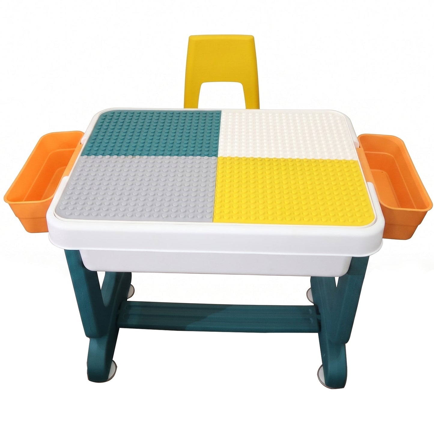 Kids Building Block Activity Table and Chair Set with Storage Bins, STUDY TABLE (2 Pc Set)