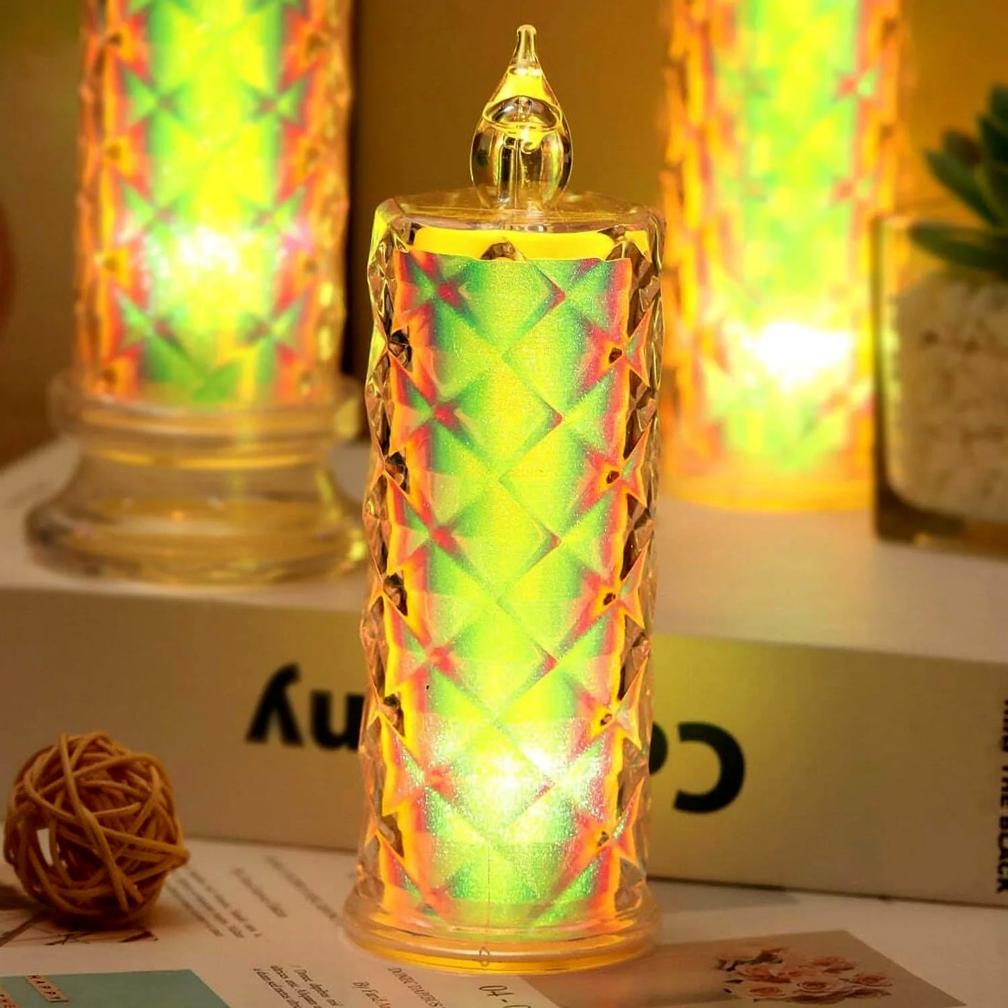 LED Flameless Candle Lights – Set of 3 Crystal Decorative Lights