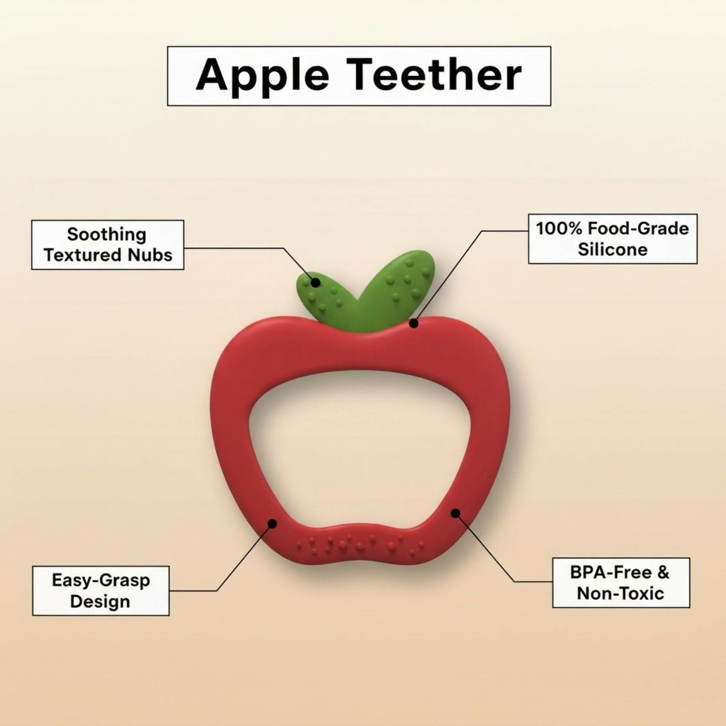 Silicone Baby Teether – Apple Shape for Soothing Gum Relief