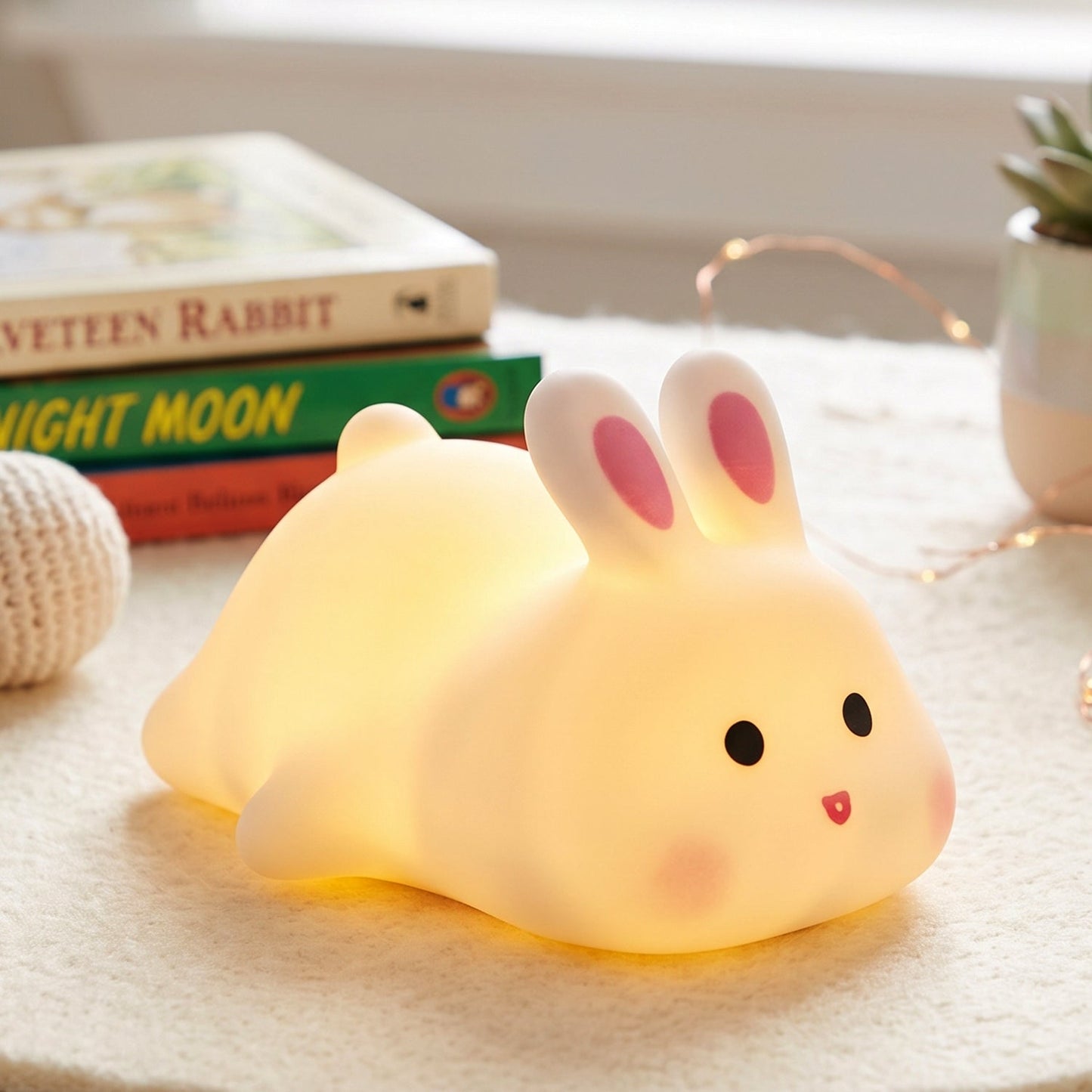 Rabbit LED Night Light, Cute Silicone Bunny Bedside Lamp for Kids (1 Pc)