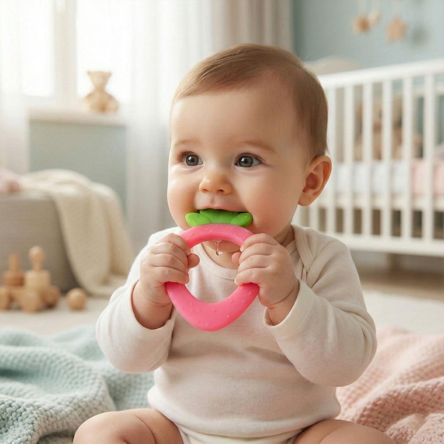 Silicone Baby Teether – Strawberry Shape for Soothing Relief