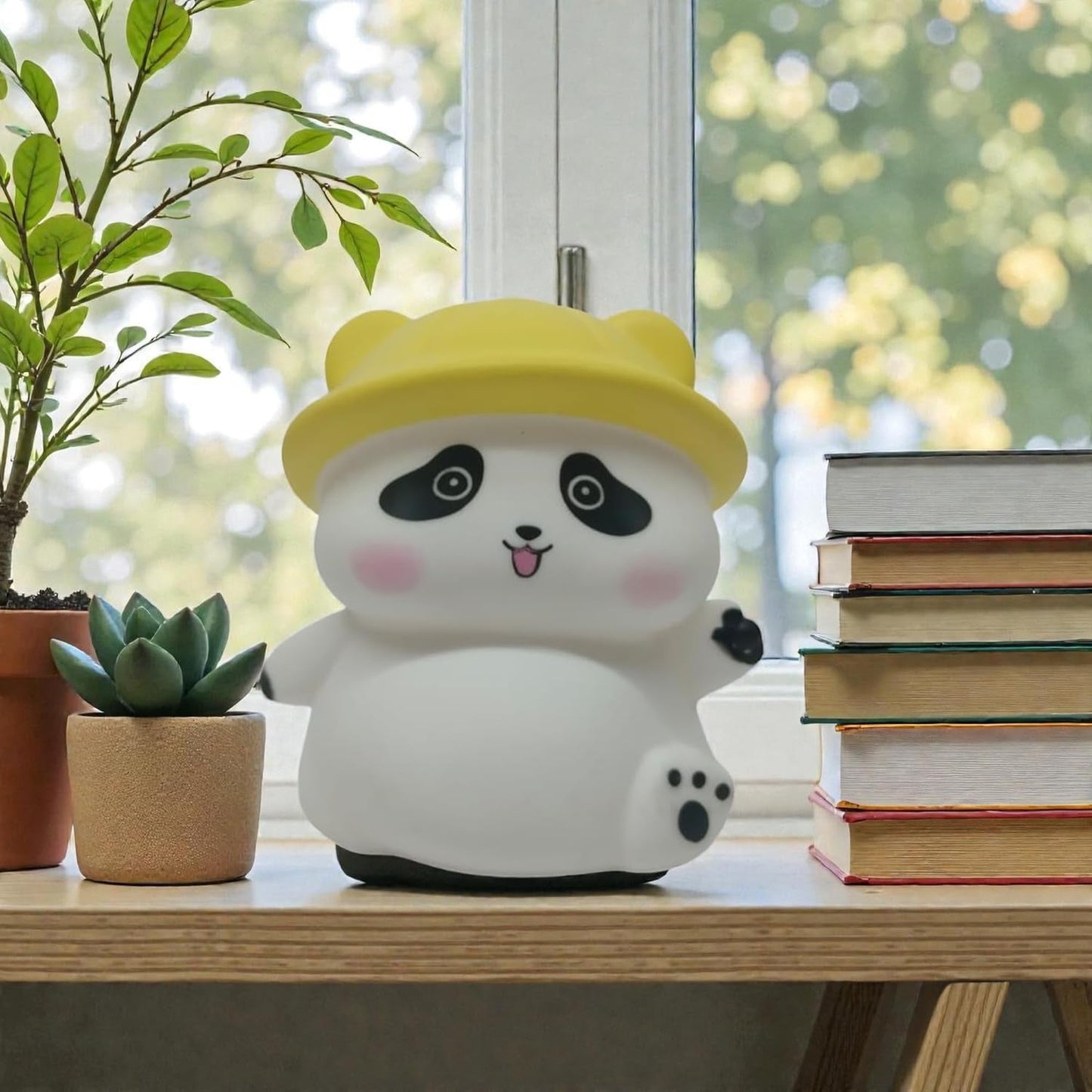 Panda with Hat LED Night Light, Cute Silicone Bedside Lamp for Kids (1 Pc)