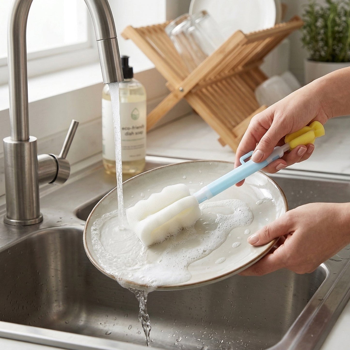 Multipurpose Bottle Cleaning Brush – Long Handle Soft Sponge for Easy Reach