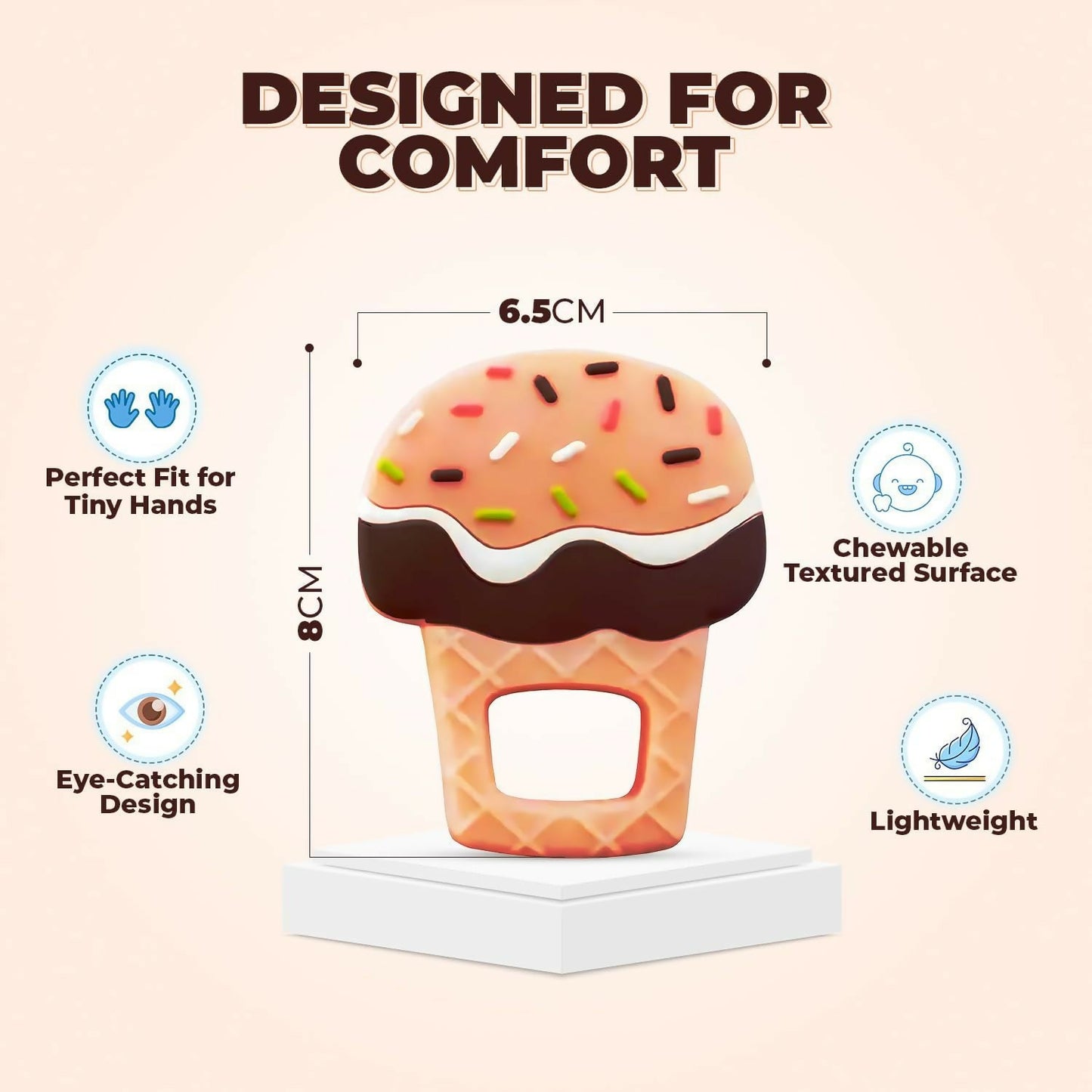 Silicone Baby Teether – Ice Cream Shape for Soothing Gums