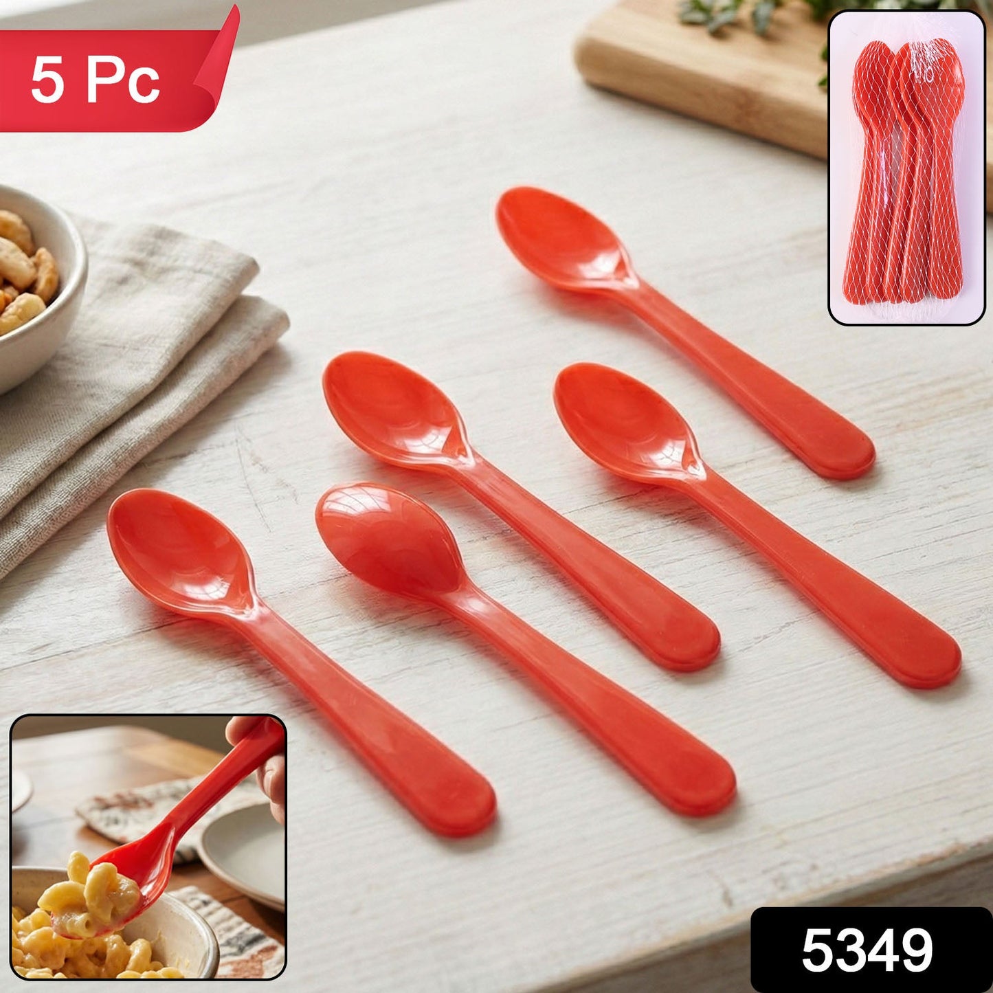 Plastic Spoon Set – 5 Pc Heat-Resistant ABS | Serve Stellar