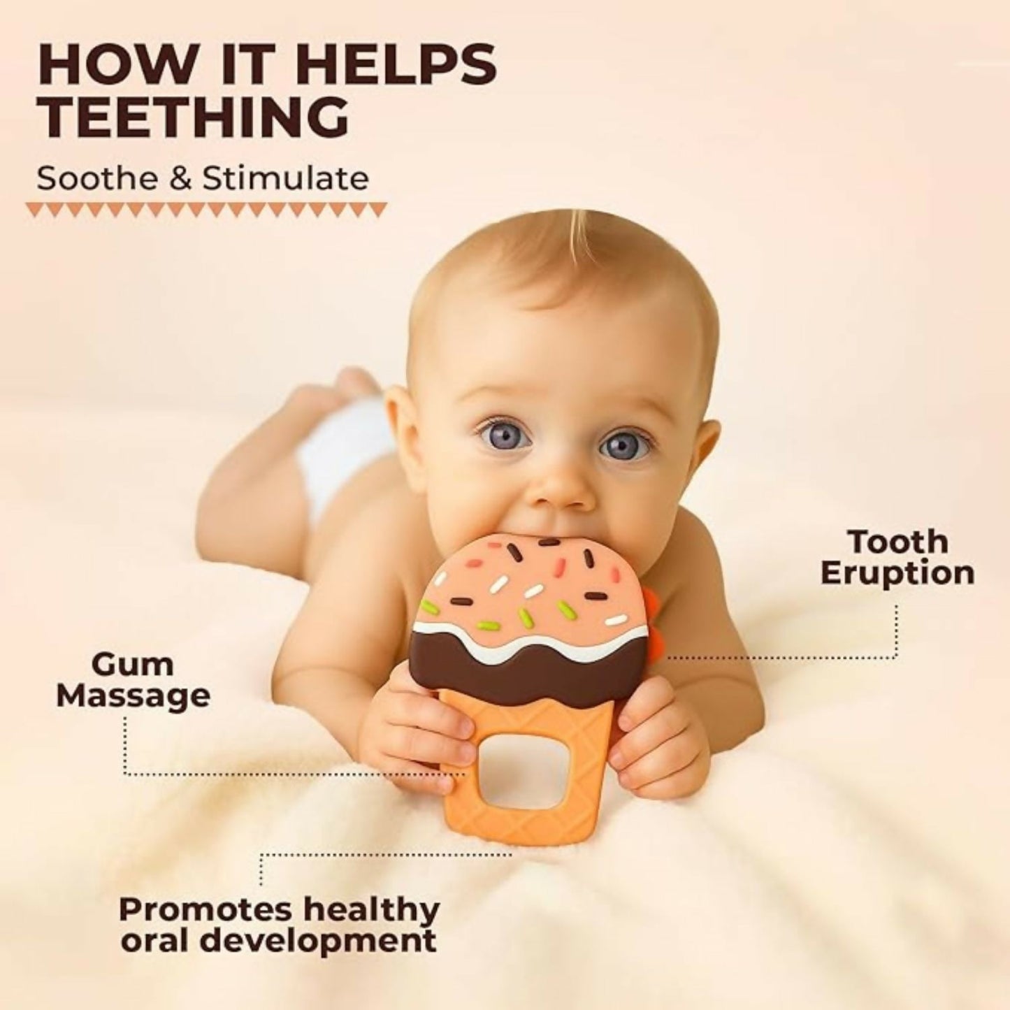 Silicone Baby Teether – Ice Cream Shape for Soothing Gums