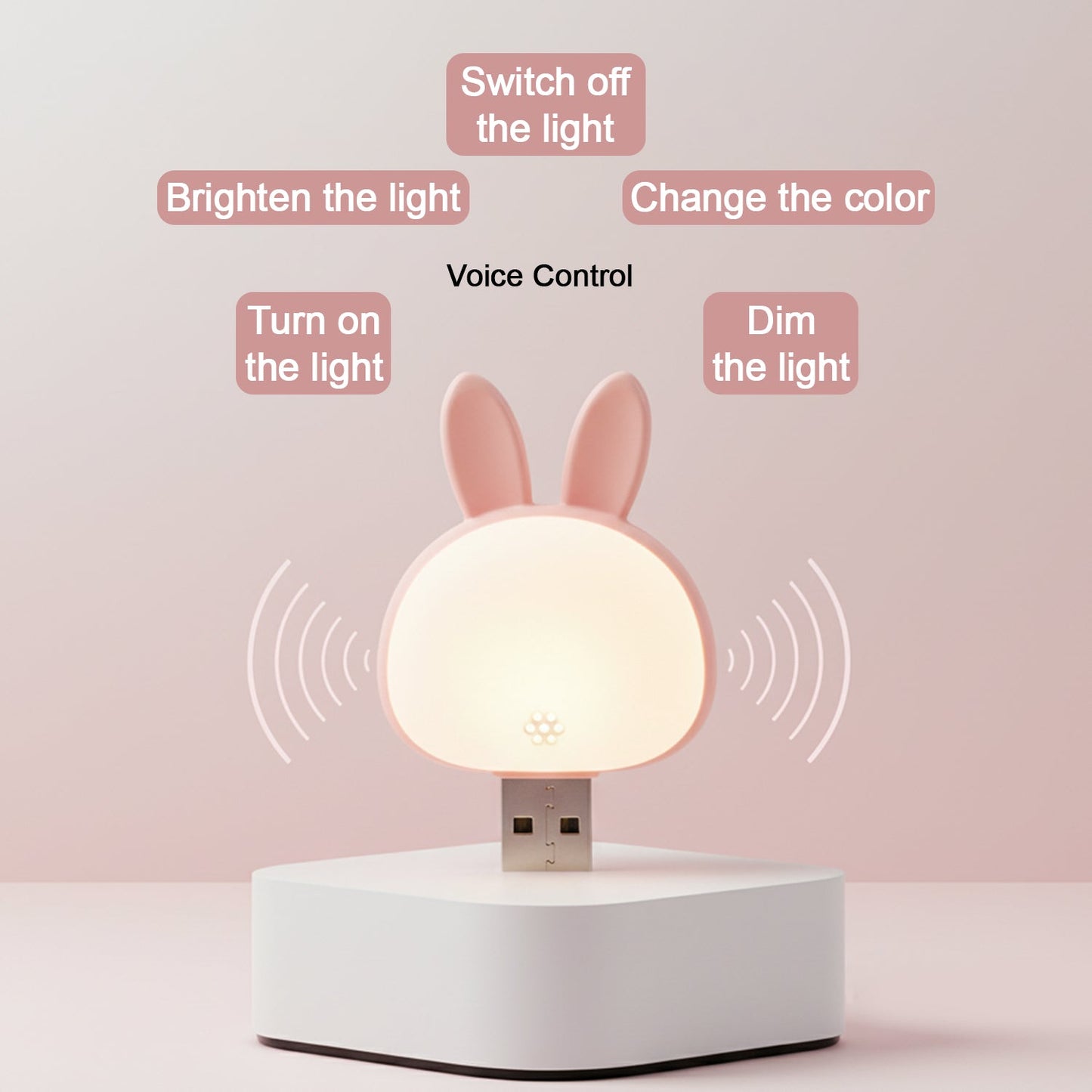 USB Rabbit Night Light – Voice-Activated Soft LED Glow