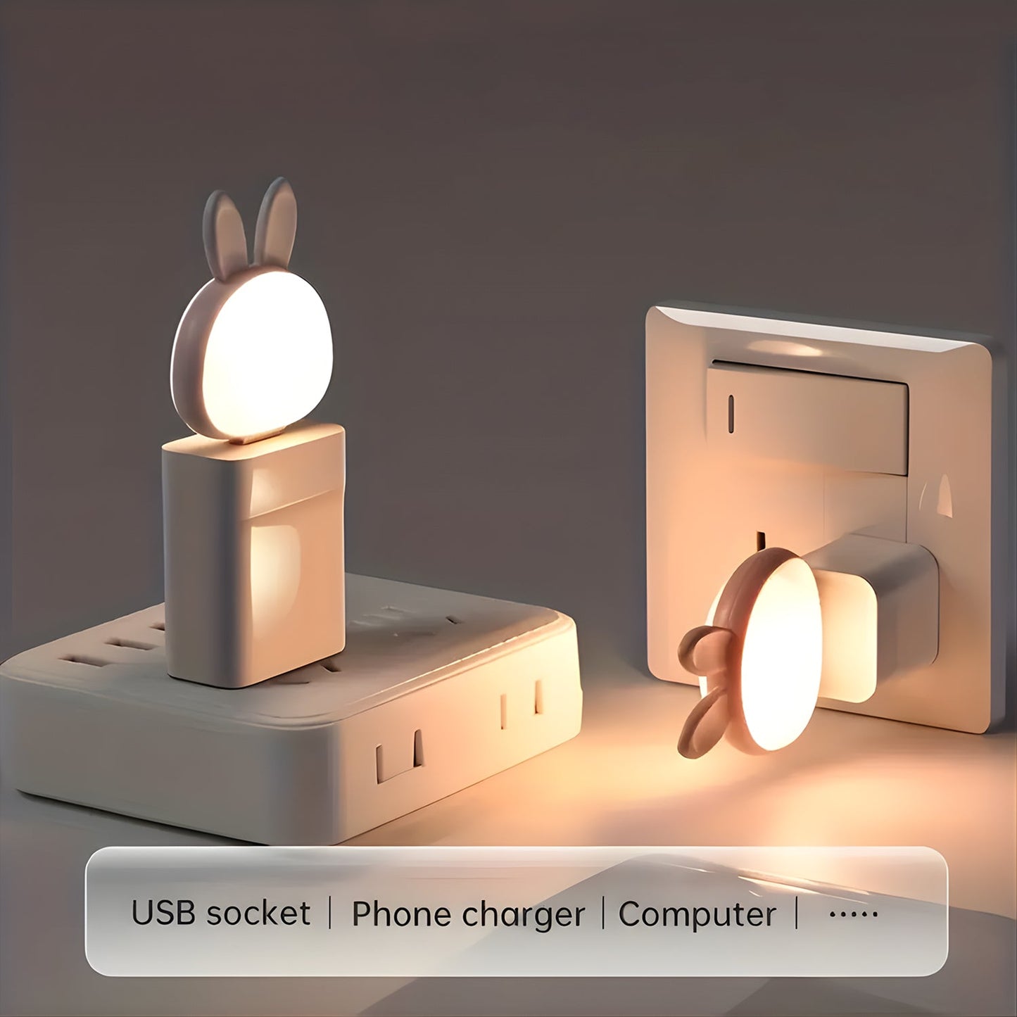 USB Rabbit Night Light – Voice-Activated Soft LED Glow