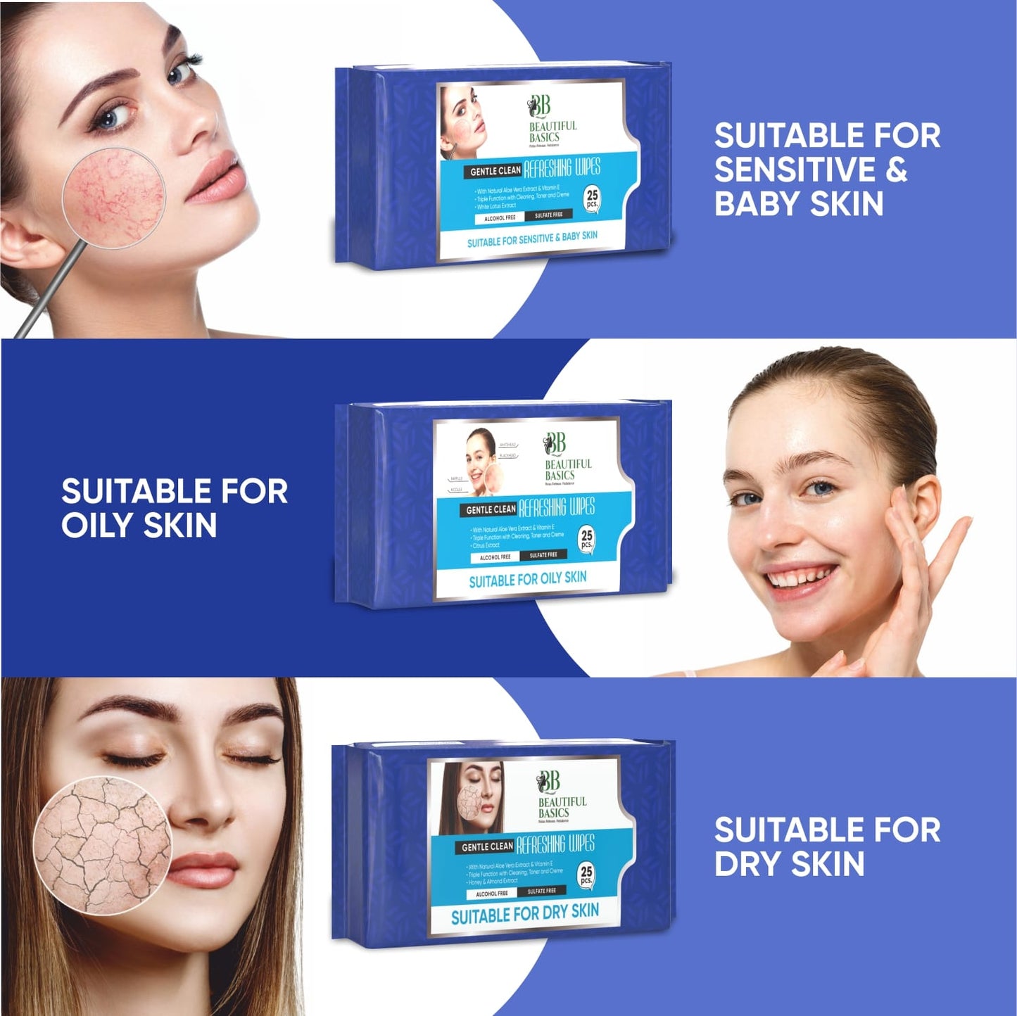 Gentle Face Wipes for All Skin Types – 4x25 Pcs | Beautiful Basics