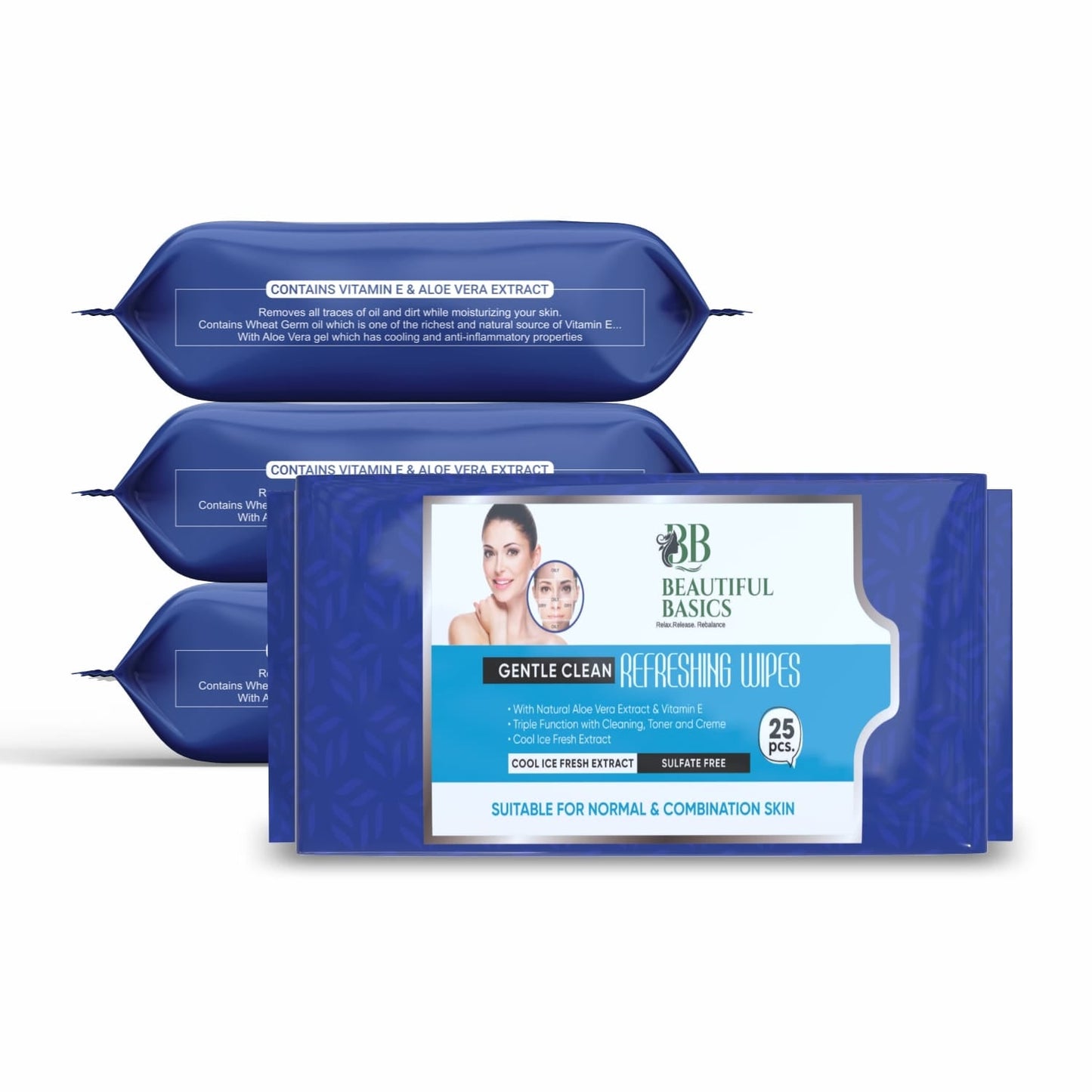 Gentle Face Wipes for All Skin Types – 4x25 Pcs | Beautiful Basics