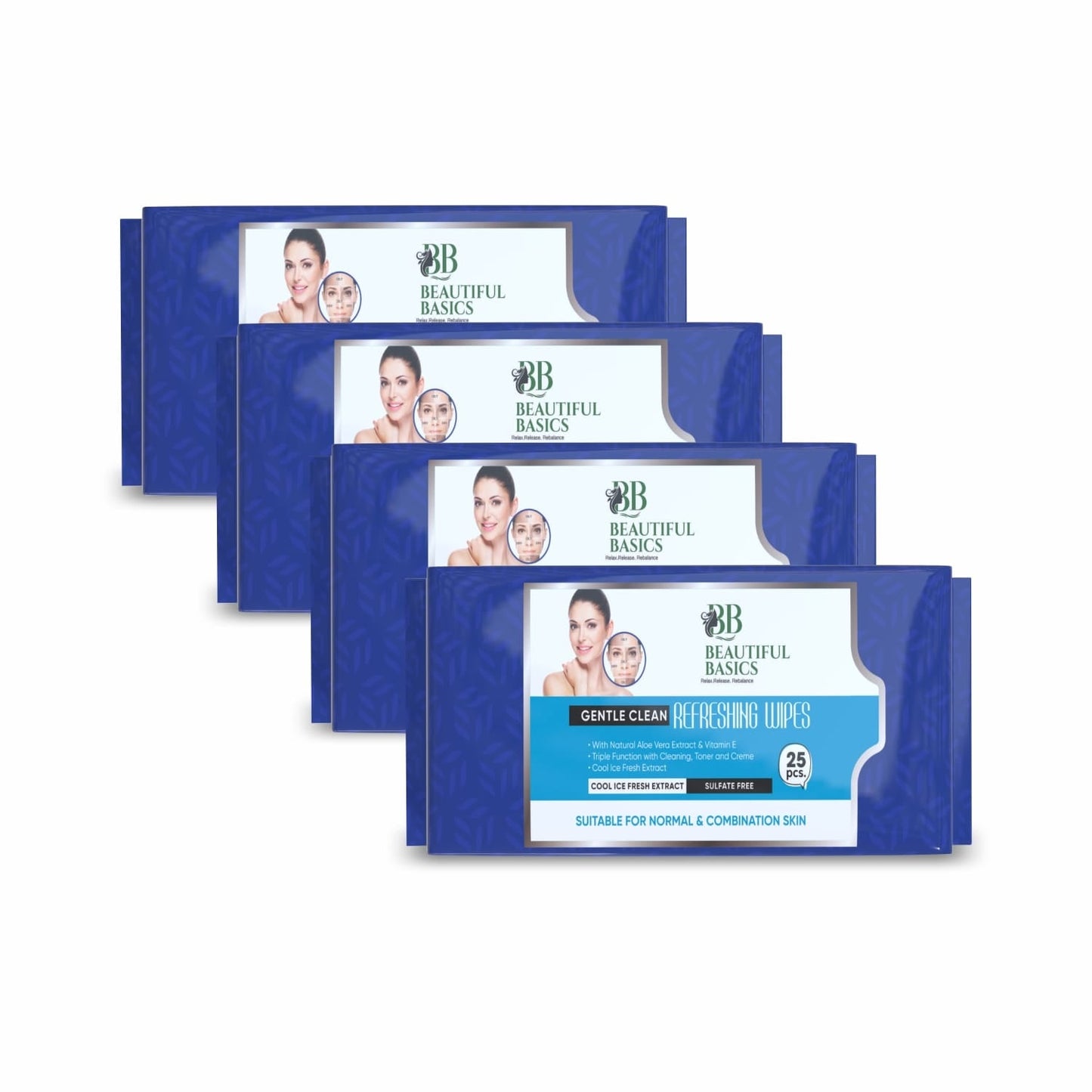 Gentle Face Wipes for All Skin Types – 4x25 Pcs | Beautiful Basics