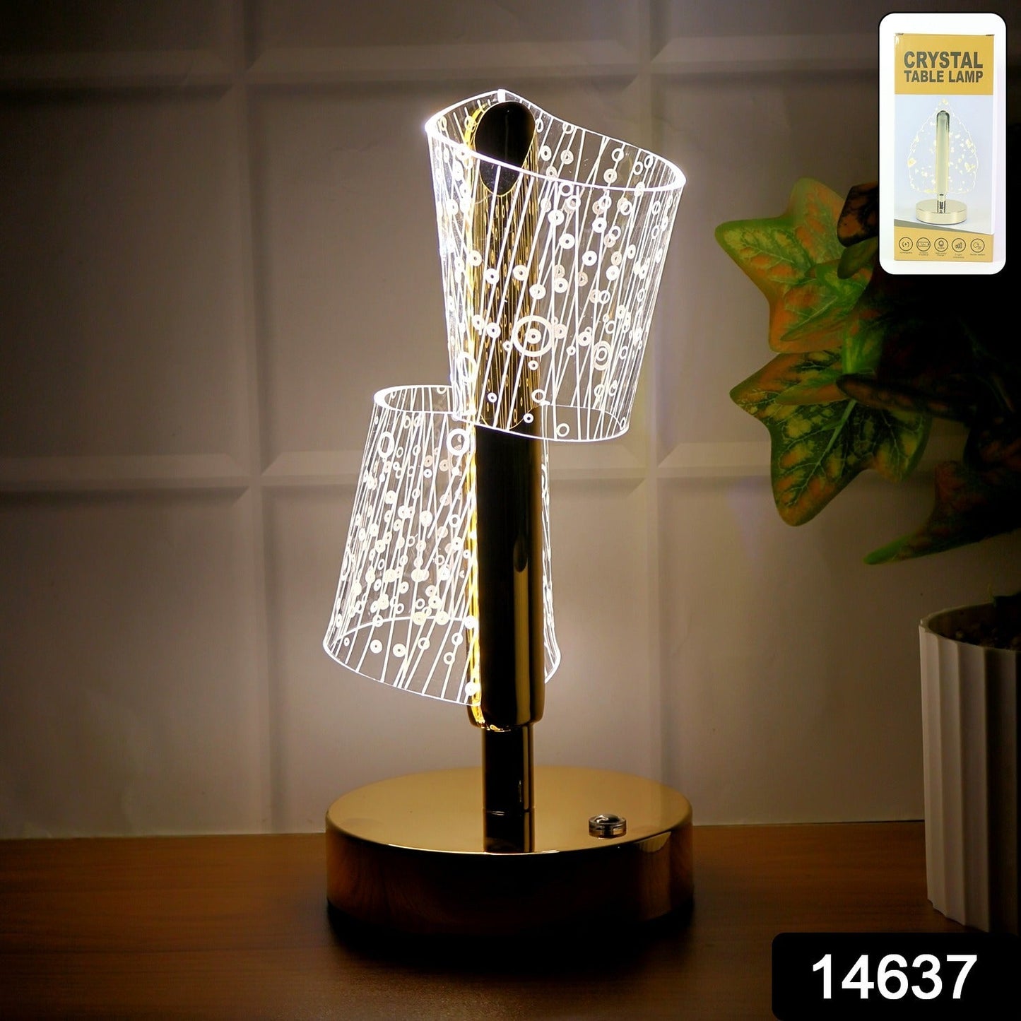 Crystal LED Double Shade Table Lamp – Elegant Home Lighting
