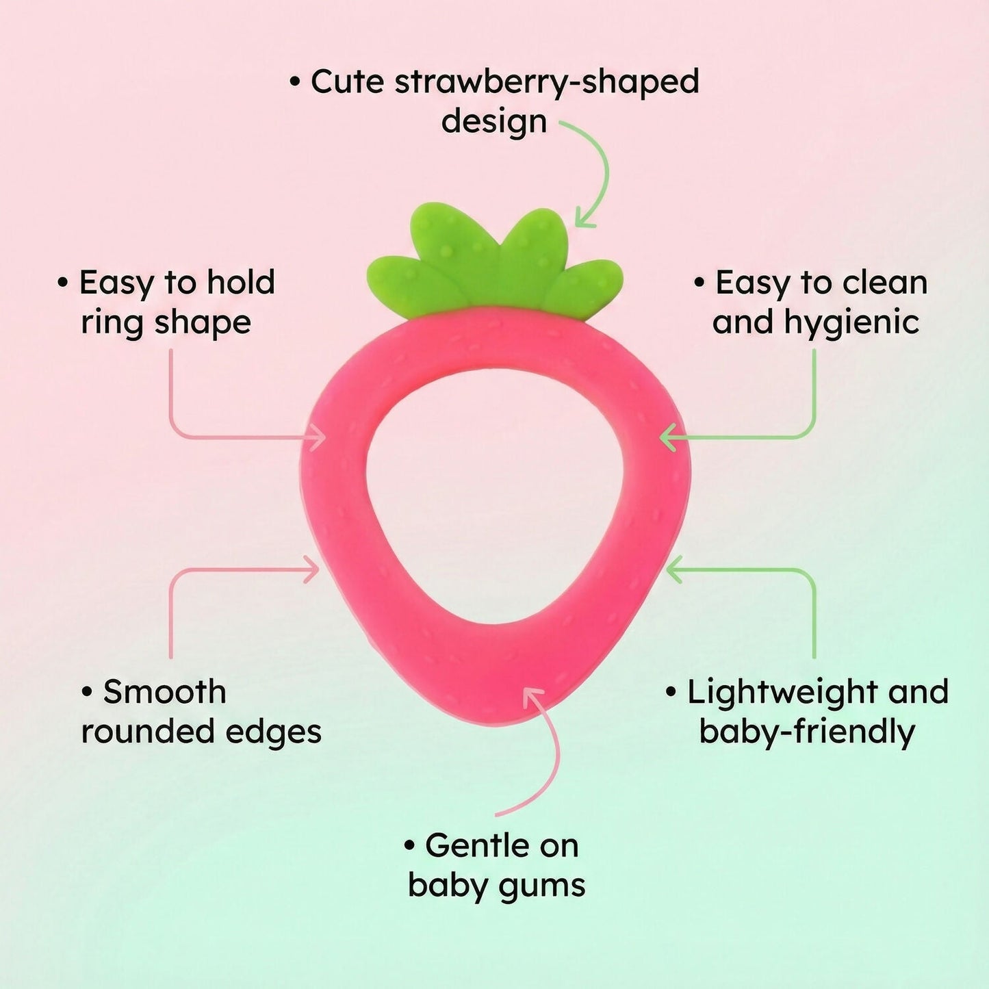 Silicone Baby Teether – Strawberry Shape for Soothing Relief