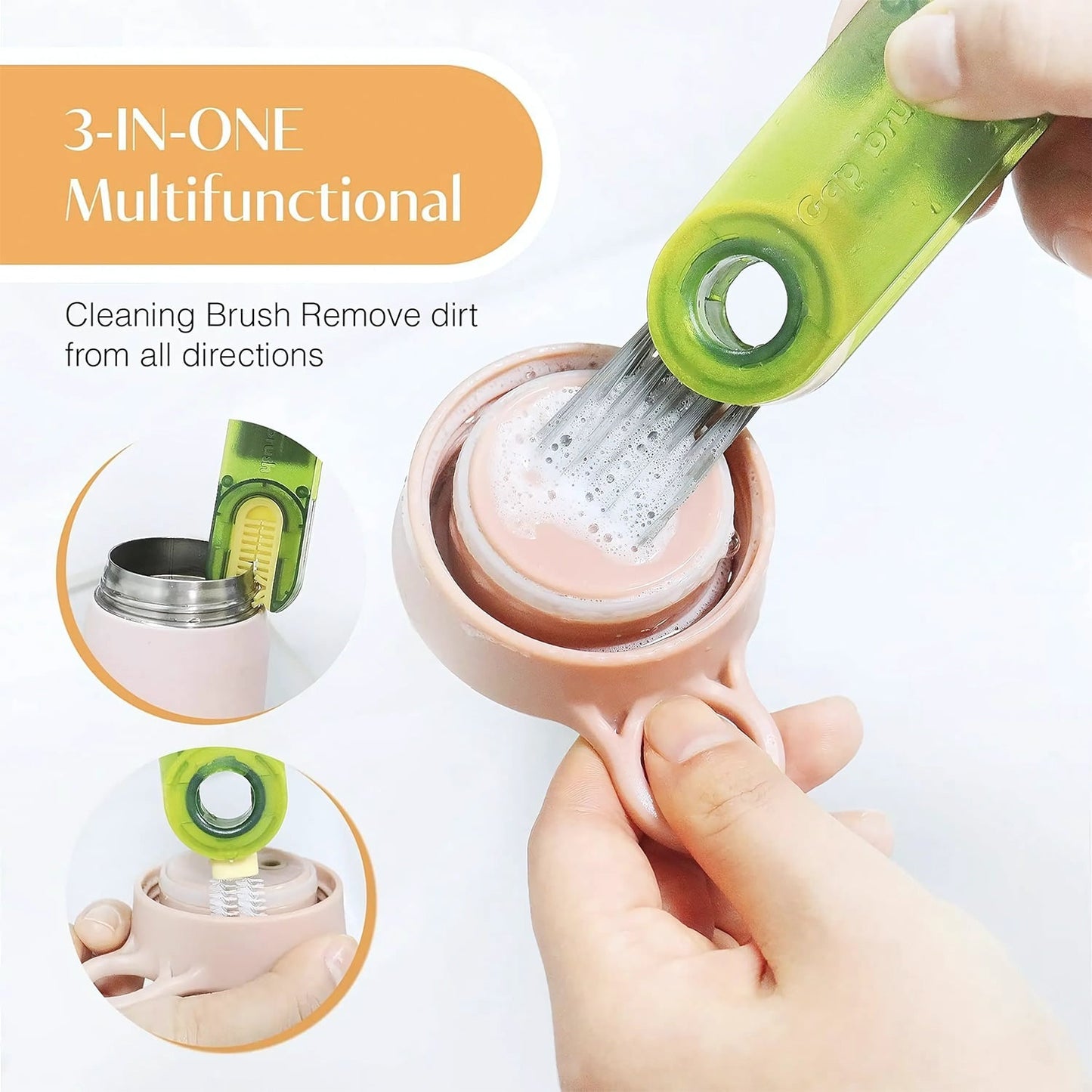 Multipurpose Cleaning Brush – Dual Head Scrubber for Bottles & Straws