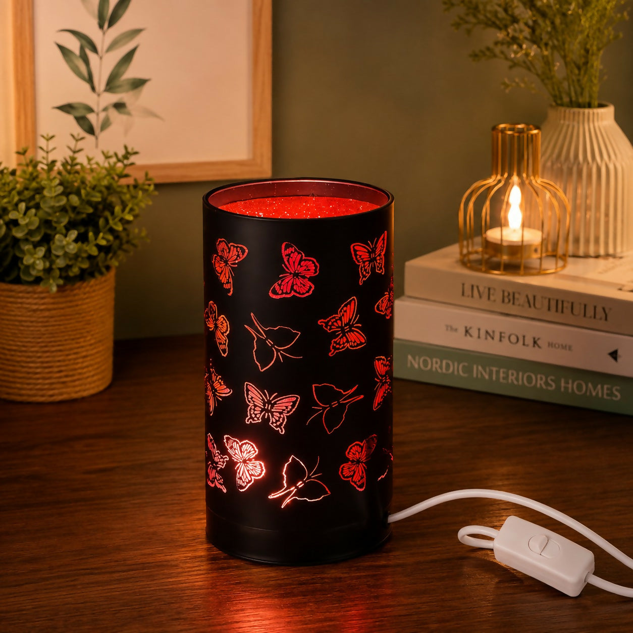 Butterfly Pattern LED Table Lamp – Elegant Room Décor with Soothing Light