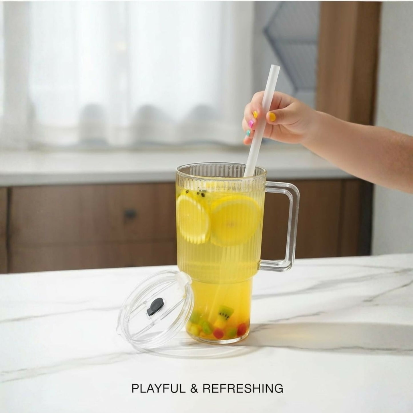 900 ML Glass Tumbler with Handle – Stylish & Durable Drinkware for Everyday Use