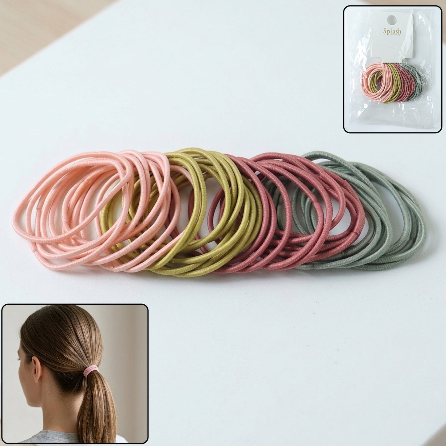 Elastic Hair Bands – Soft & Strong Grip for All Hair Types (40 Pc)