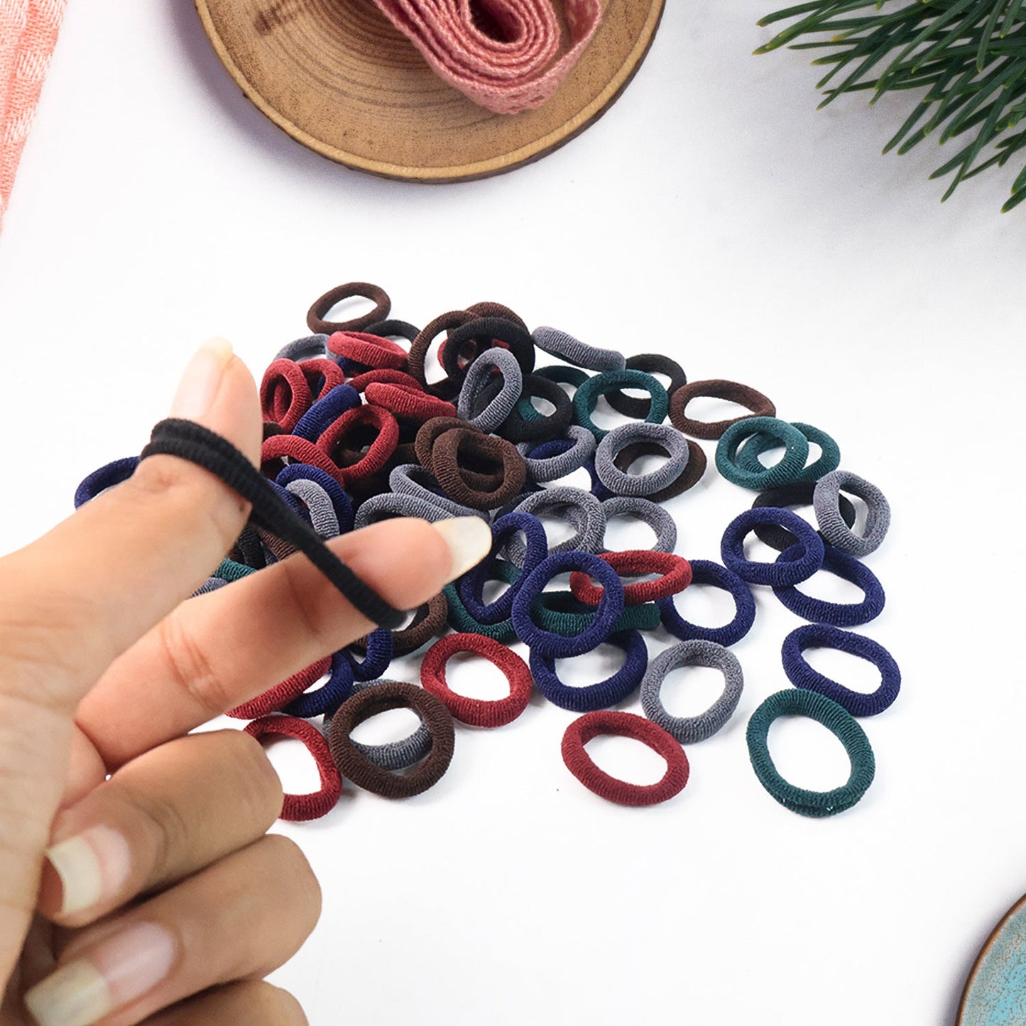 Small Hairbands – Multicolour Rubber Bands (Pack of 100) | Calm & Curl