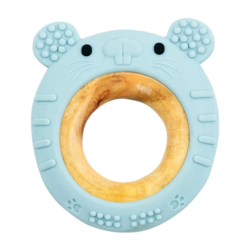 Baby Teether Ring Rabbit – Soft Silicone & Wooden Comfort